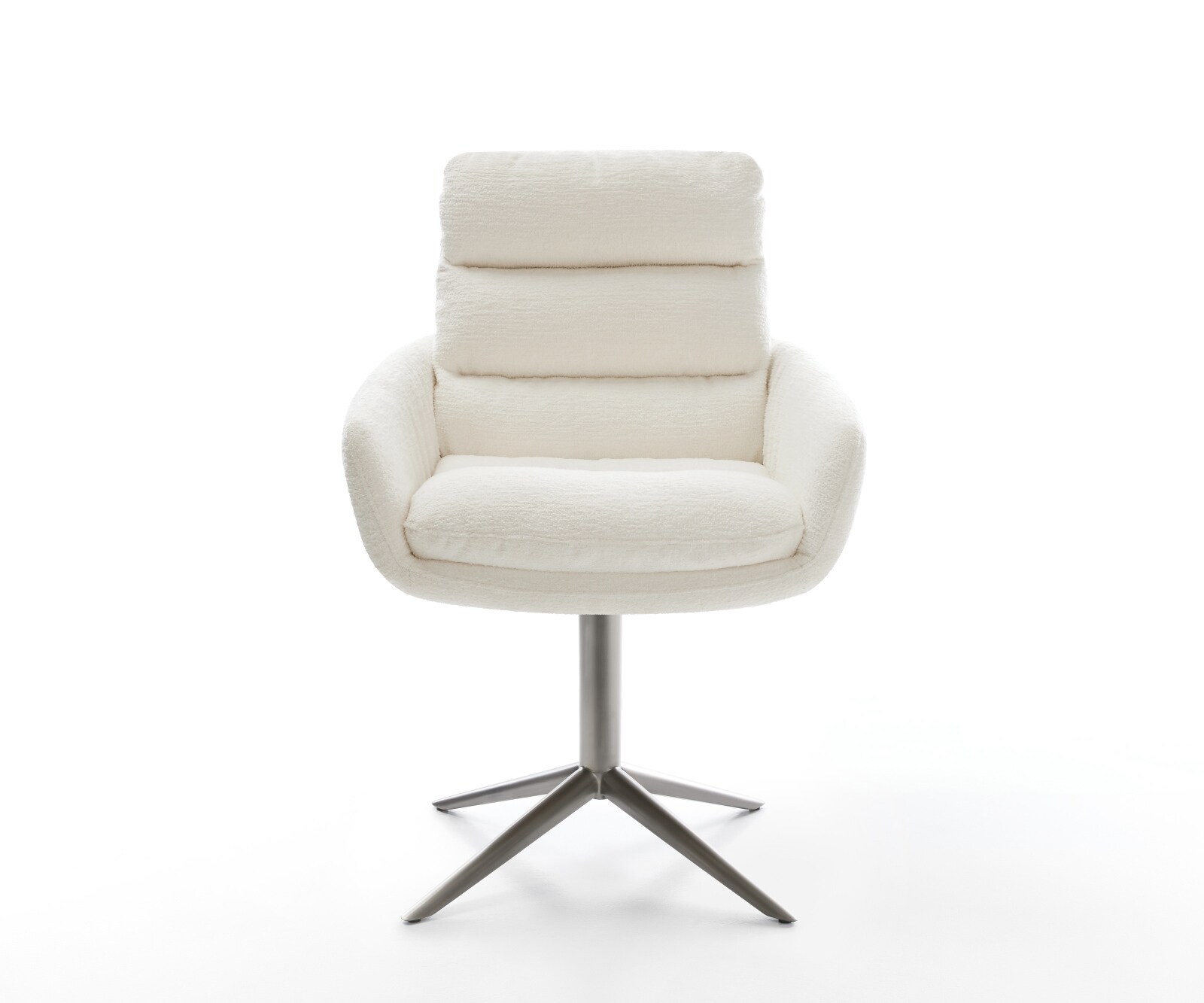 Chaise-pivotante Abelia-Flex avec accoudoirs bouclé doux beige pied de chaise 4 branches grafiete pivotement sur 360° fonction bascule 1