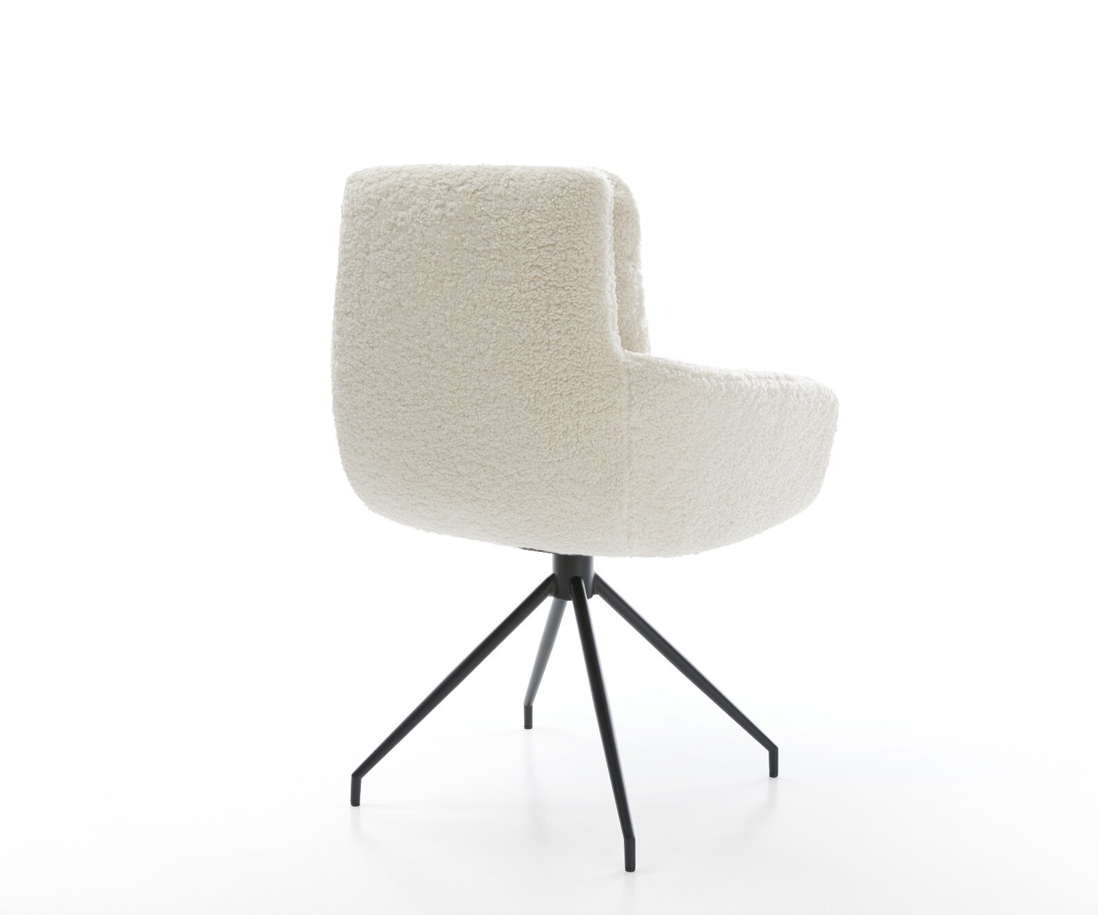 Chaise-de-salle-à-manger Abelia-Flex avec accoudoirs tissu teddy beige pied croisé conique noir 4