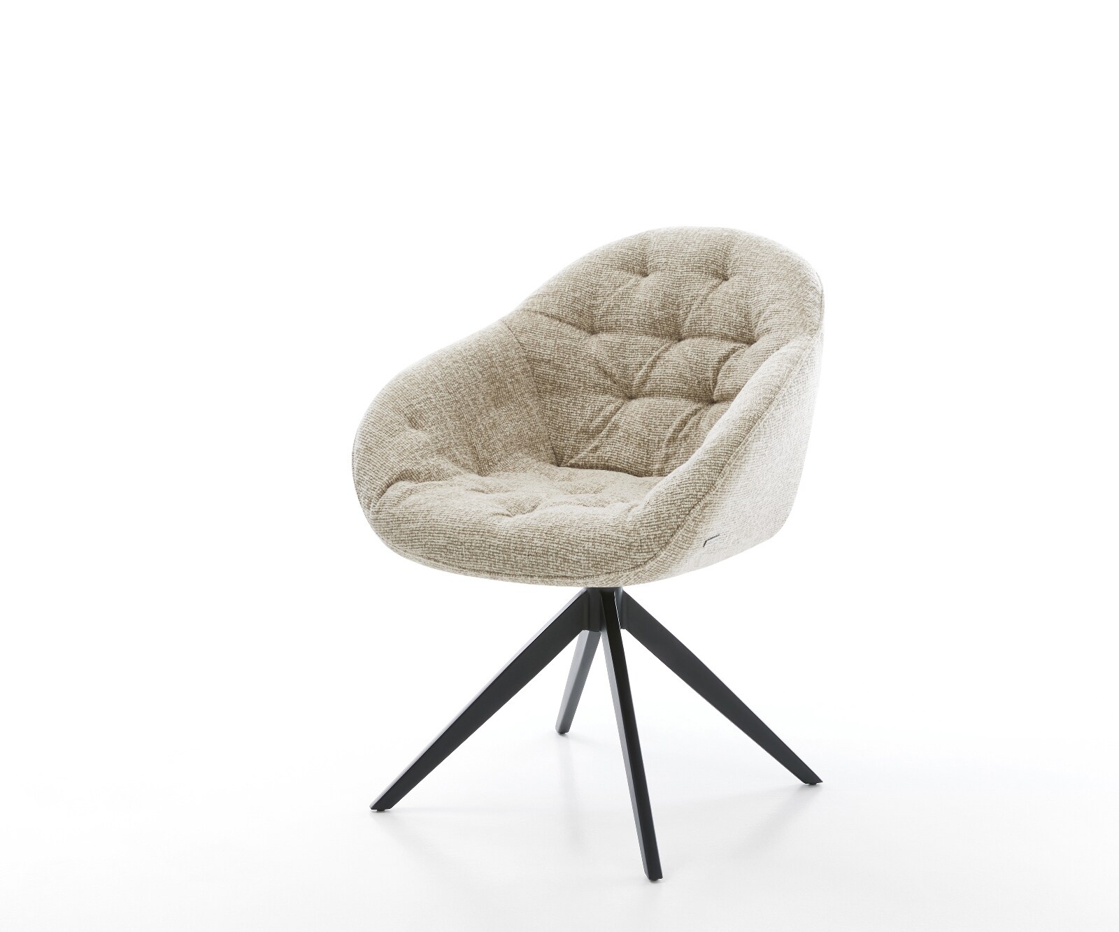 Chaise-pivotante Gaio-Flex tissu tissé doux beige pied croisé large noir pivotement sur 360° fonction bascule 1