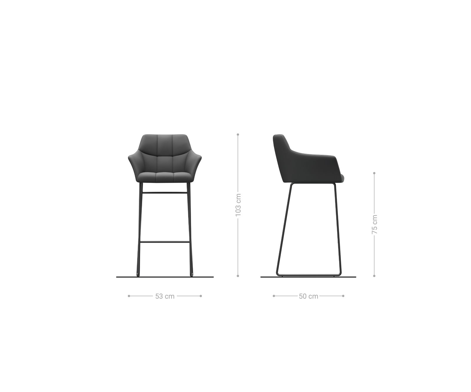 Chaise-de-bar Yulo-Flex vintage taupe cadre patin acier inoxydable 6