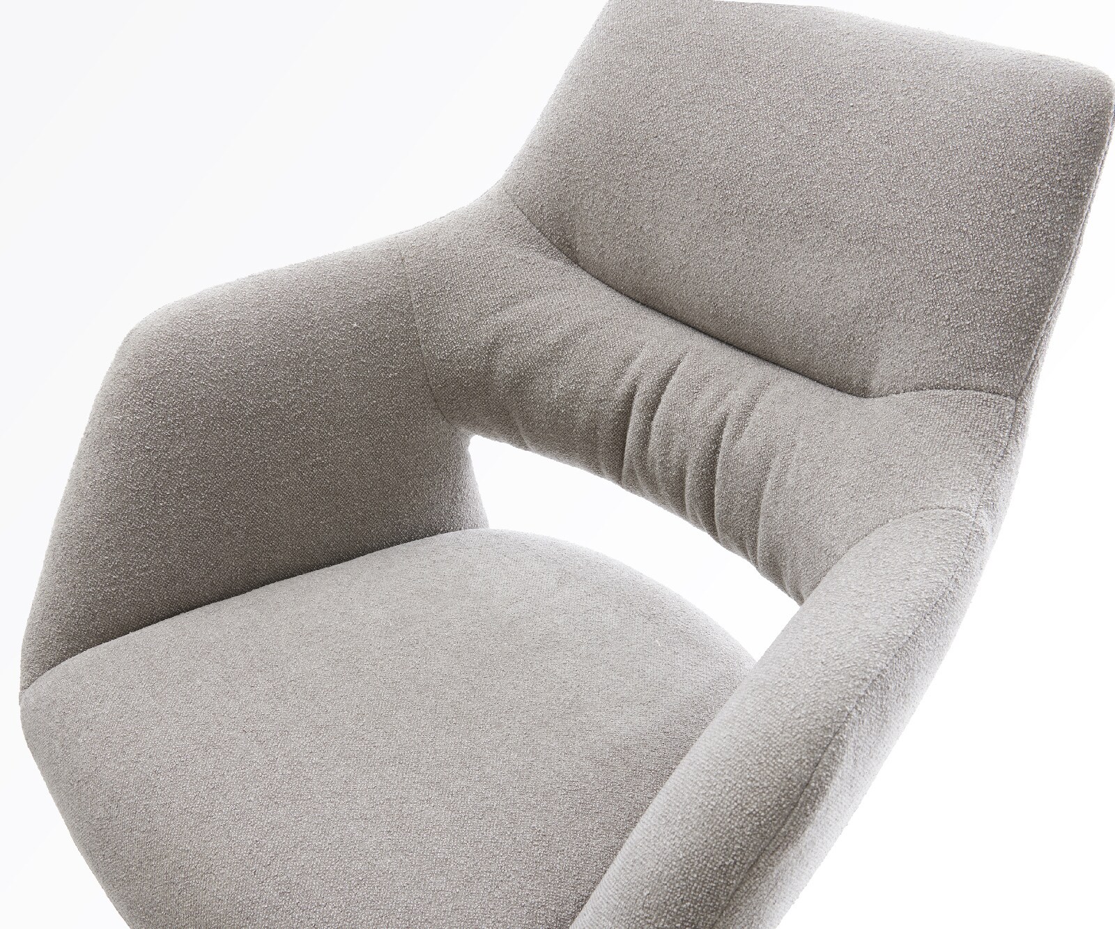 Barstuhl Yago-Flex Strukturstoff Soft Grau Drehfuß höhenverstellbar Edelstahl Silberfarben Taschenfederkern 4