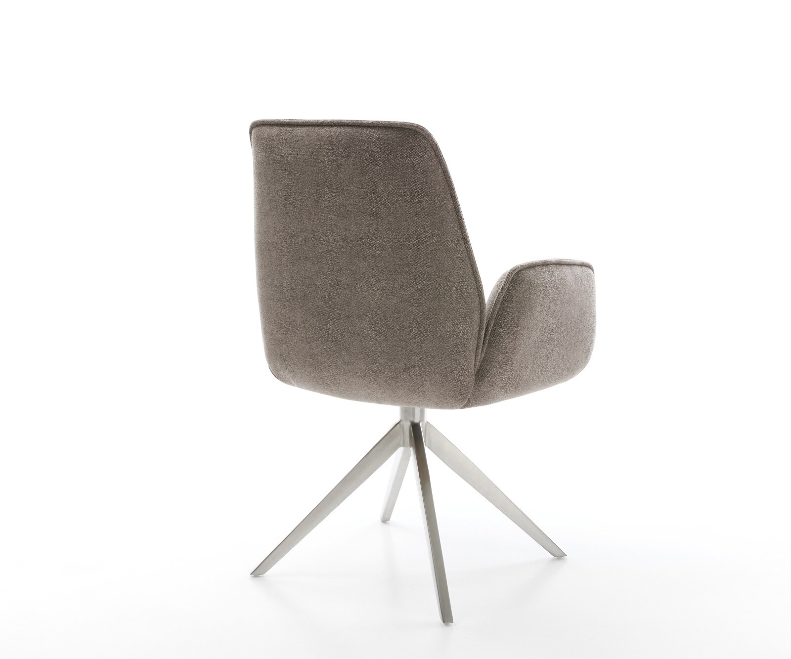Drehstuhl Zoa-Flex Strukturstoff Soft Taupe Kreuzgestell breit Edelstahl 360° drehbar Wippfunktion Taschenfederkern 4