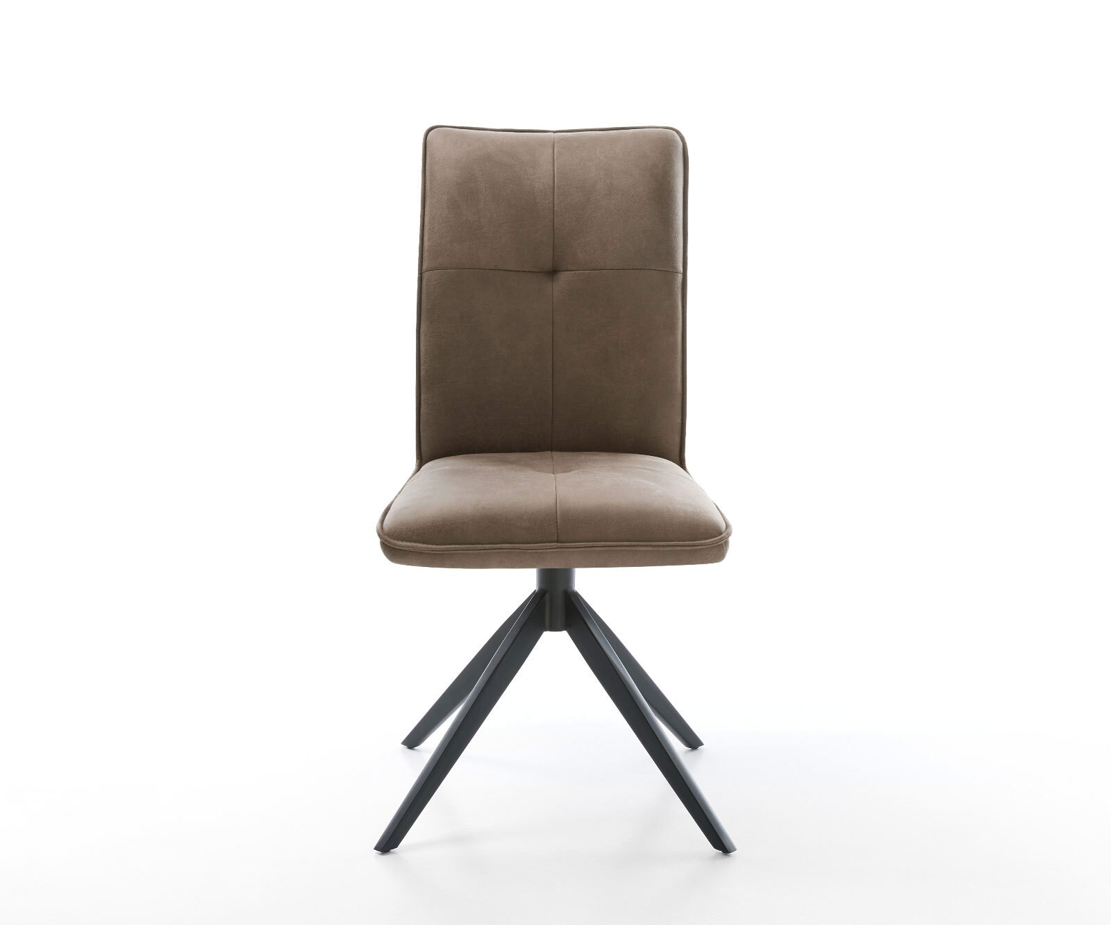 Drehstuhl Maddy-Flex Mikrofaser Taupe Vintage Kreuzgestell breit Schwarz 360° drehbar Wippfunktion 1