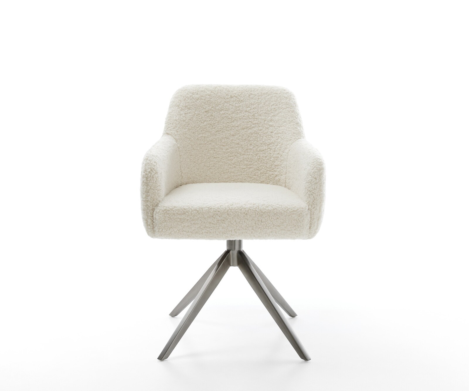 Drehstuhl Greg-Flex Teddystoff Beige Kreuzgestell breit Graphit 360° drehbar Wippfunktion Taschenfederkern 1