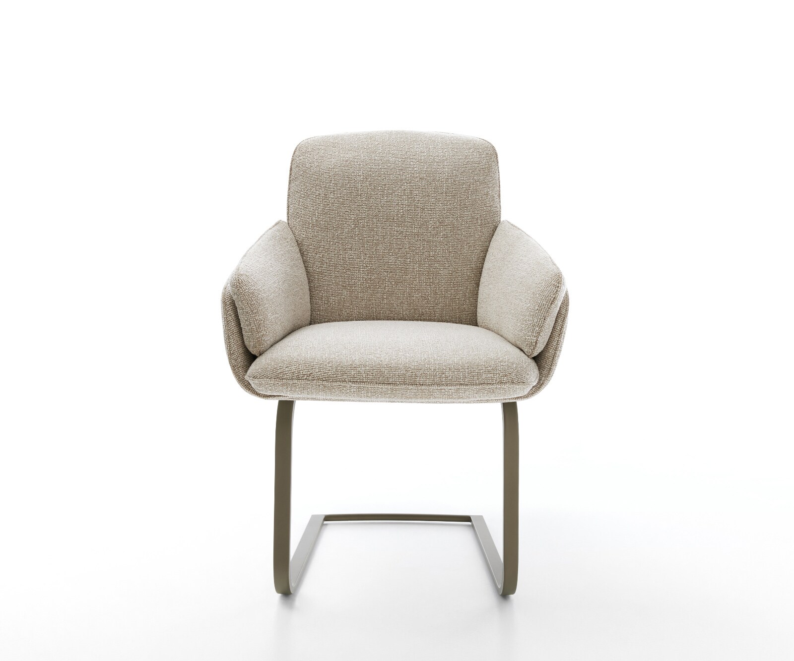 Freischwinger Luan-Flex mit Armlehnen Webstoff Soft Beige Freischwinger flach Effektfinish Titan 1