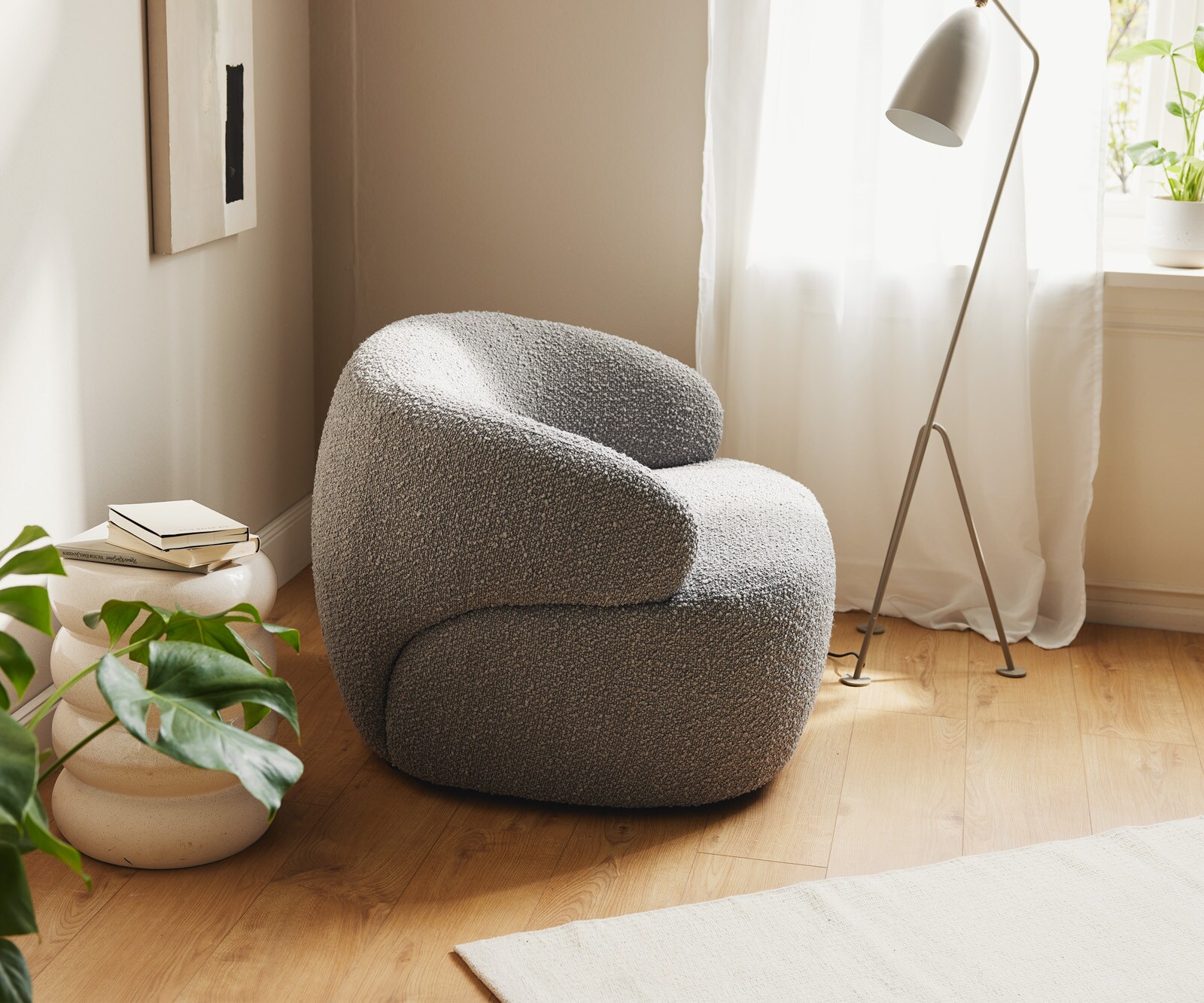 Loungesessel Nova 88x88 cm Bouclé Silbergrau 3