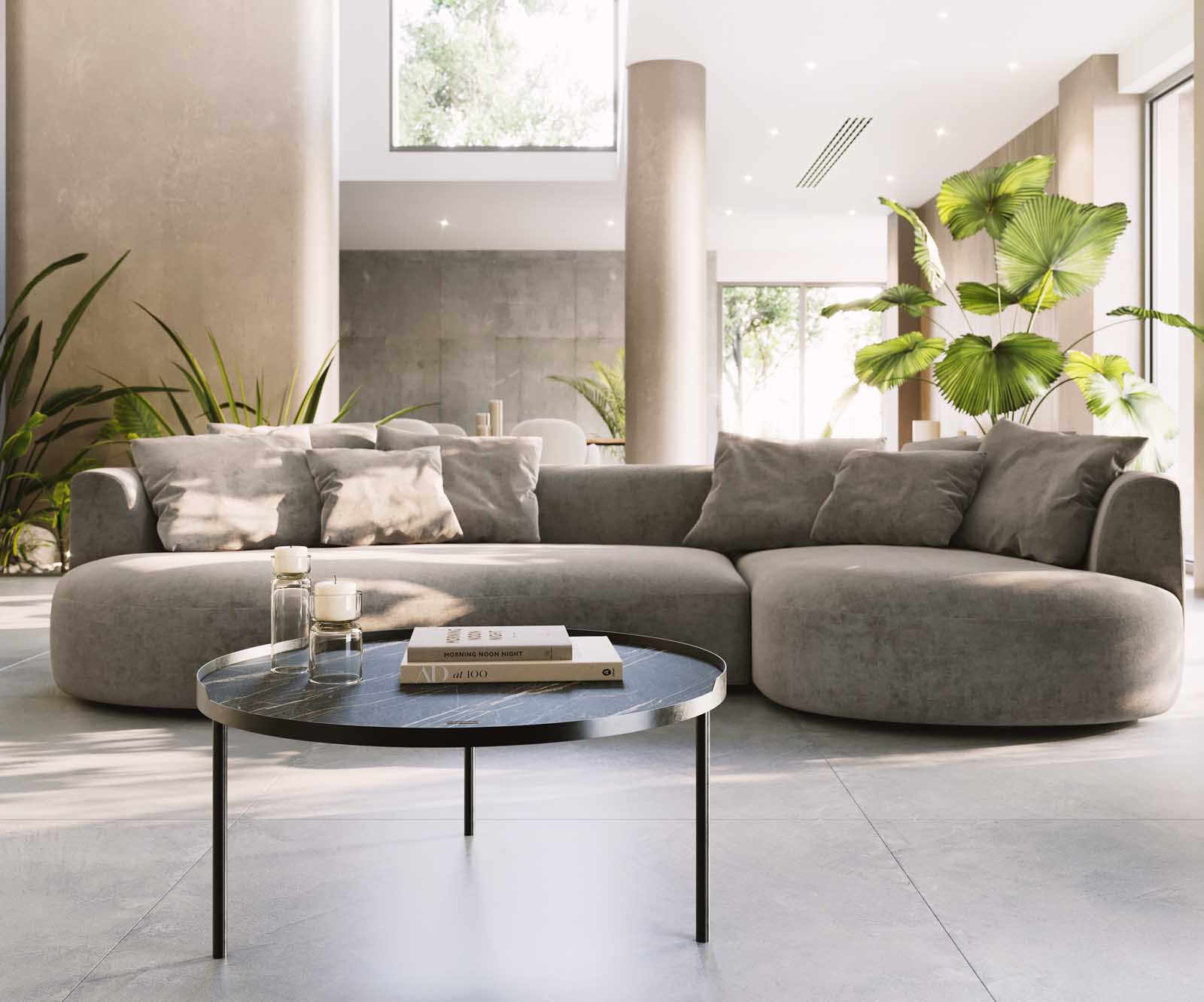 Table-basse Torell 80x80 cm Céramique Laminam®Noir Désir Marron Cadre métallique finition effet titane 1 Table-basse Torell 80x80 cm Céramique Laminam®Noir Désir Marron Cadre métallique finition effet titane 1