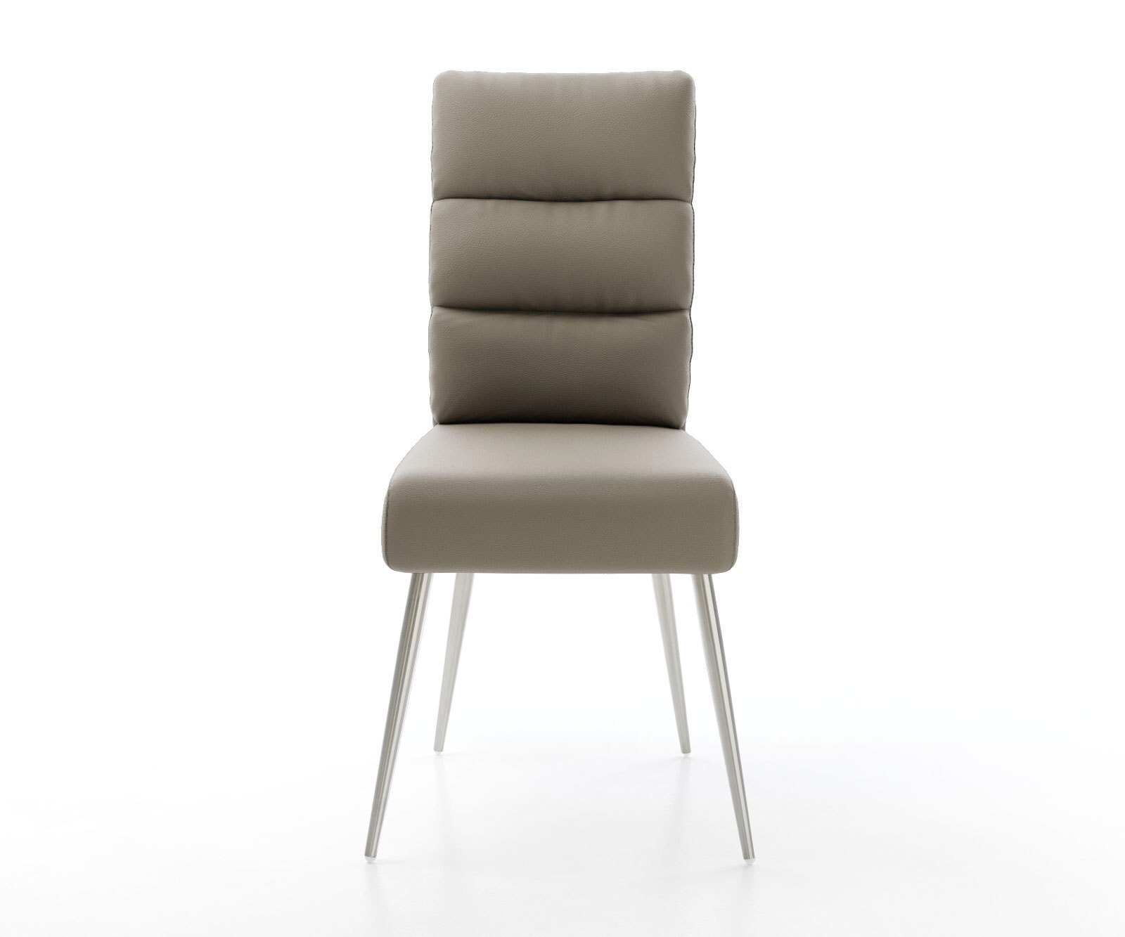 Esszimmerstuhl Pela-Flex Echt-Leder Schlamm 4-Fuß konisch Edelstahl Taschenfederkern 1