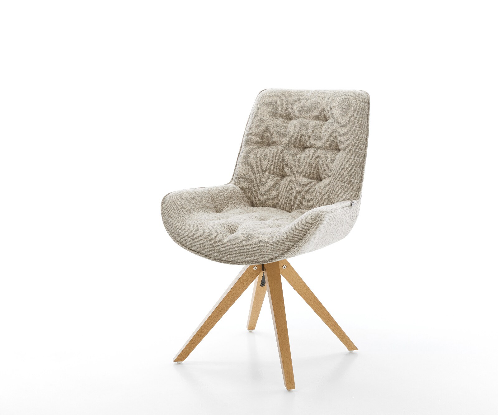 Drehstuhl Taimi-Flex Webstoff Soft Beige Holzgestell kantig Natur 360° drehbar 1