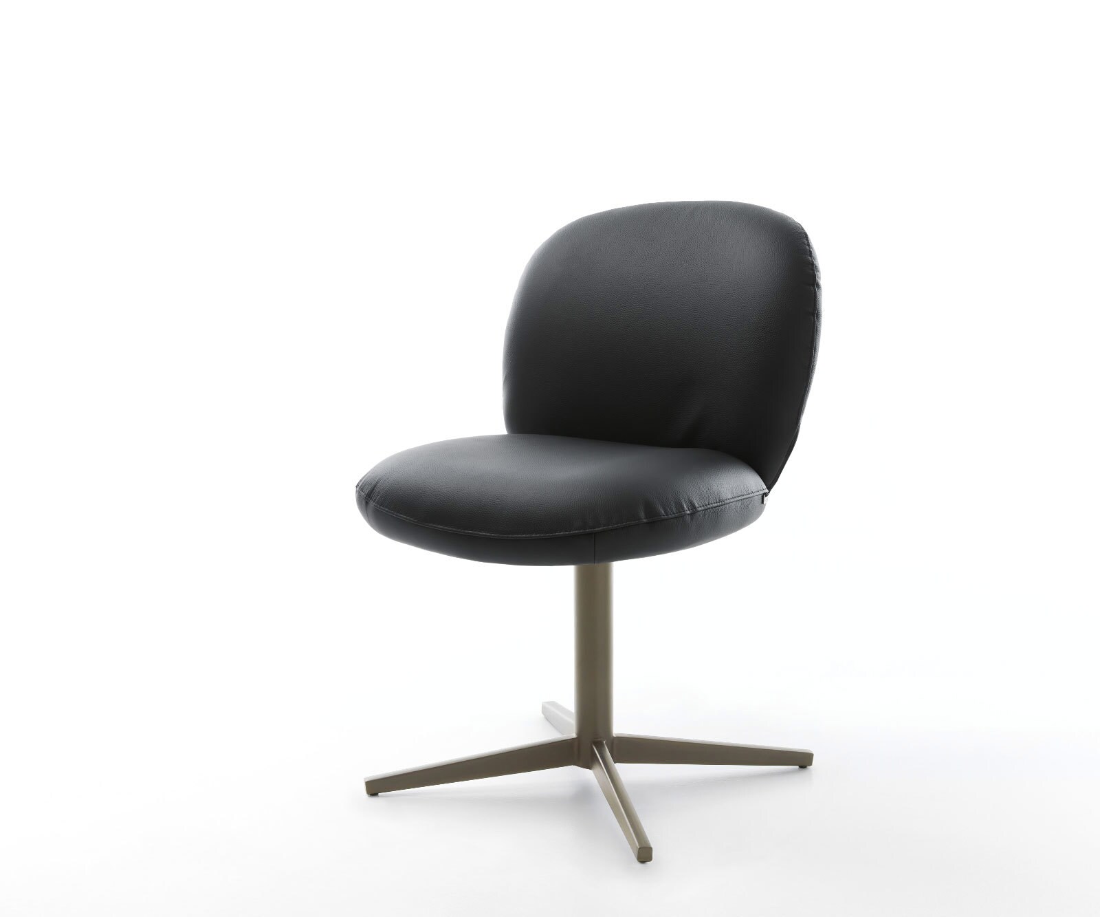 Drehstuhl Nube-Flex Echt-Leder Schwarz Fußkreuz Effektfinish Titan 360° drehbar Taschenfederkern