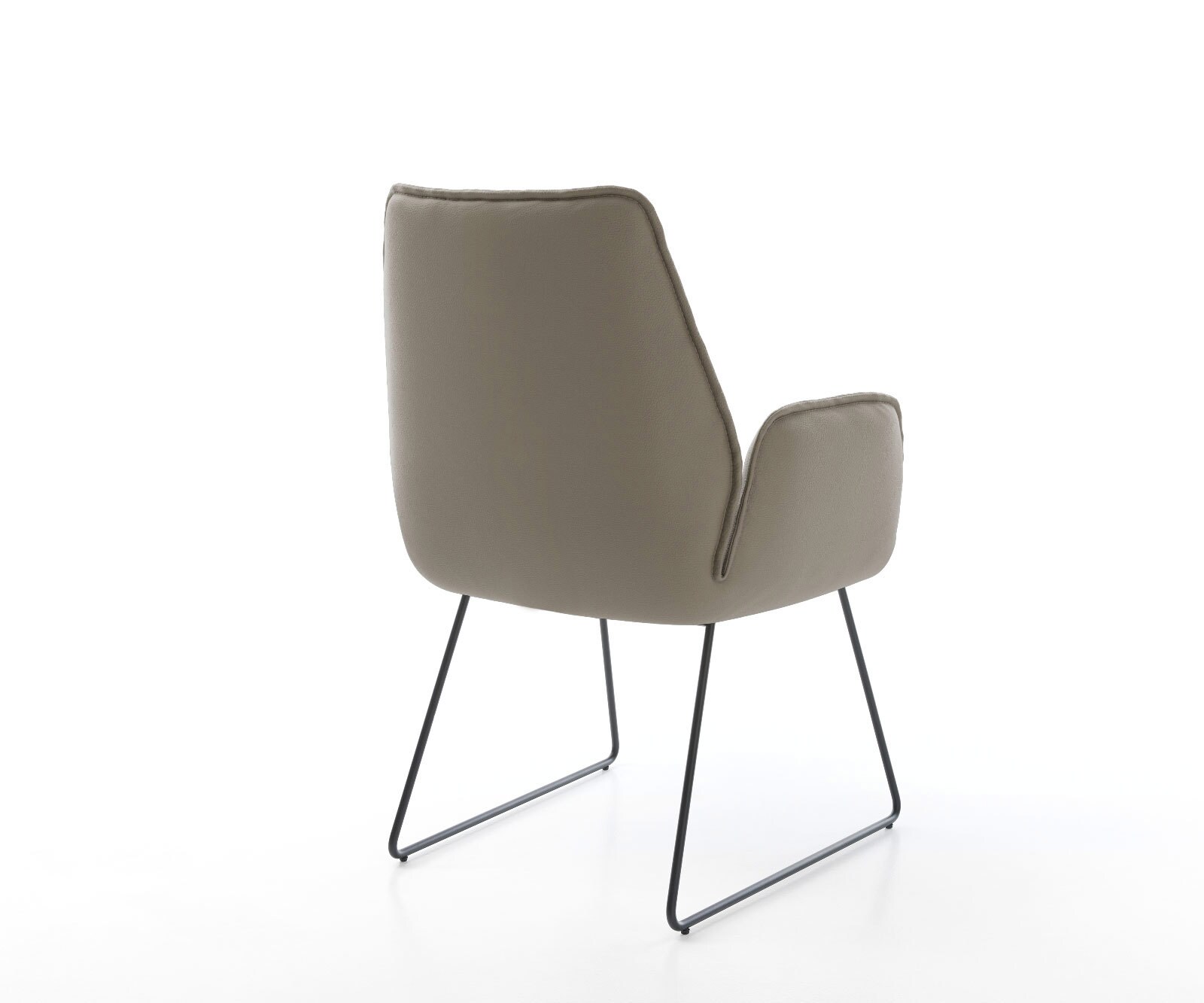 Chaise-de-salle-à-manger Zoa-Flex cuir de vache couleur boue pied trapèze noir ressorts ensachés 4