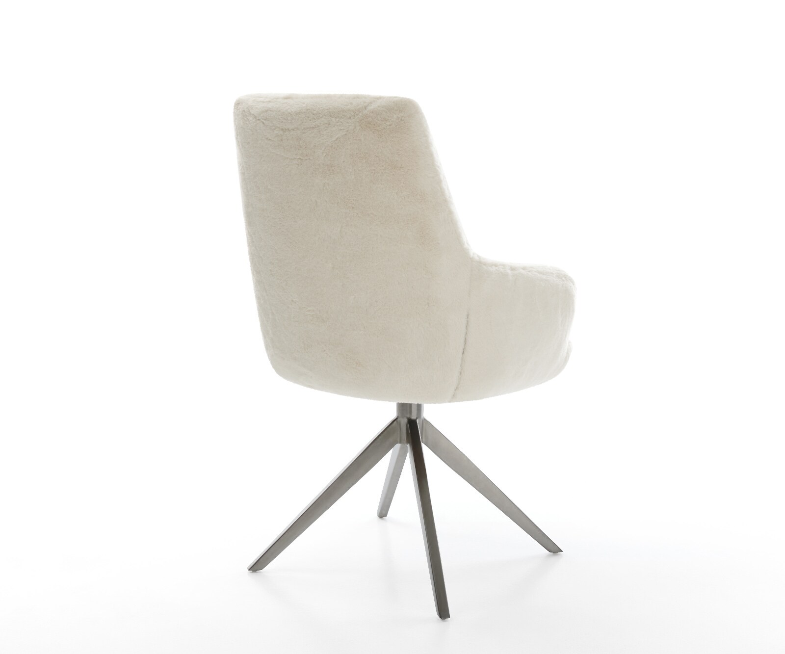 Chaise-pivotante Zelia-Flex avec accoudoirs peluche crème-blanc pied croisé large grafiete pivotement sur 360° fonction bascule resorts ensachés 5