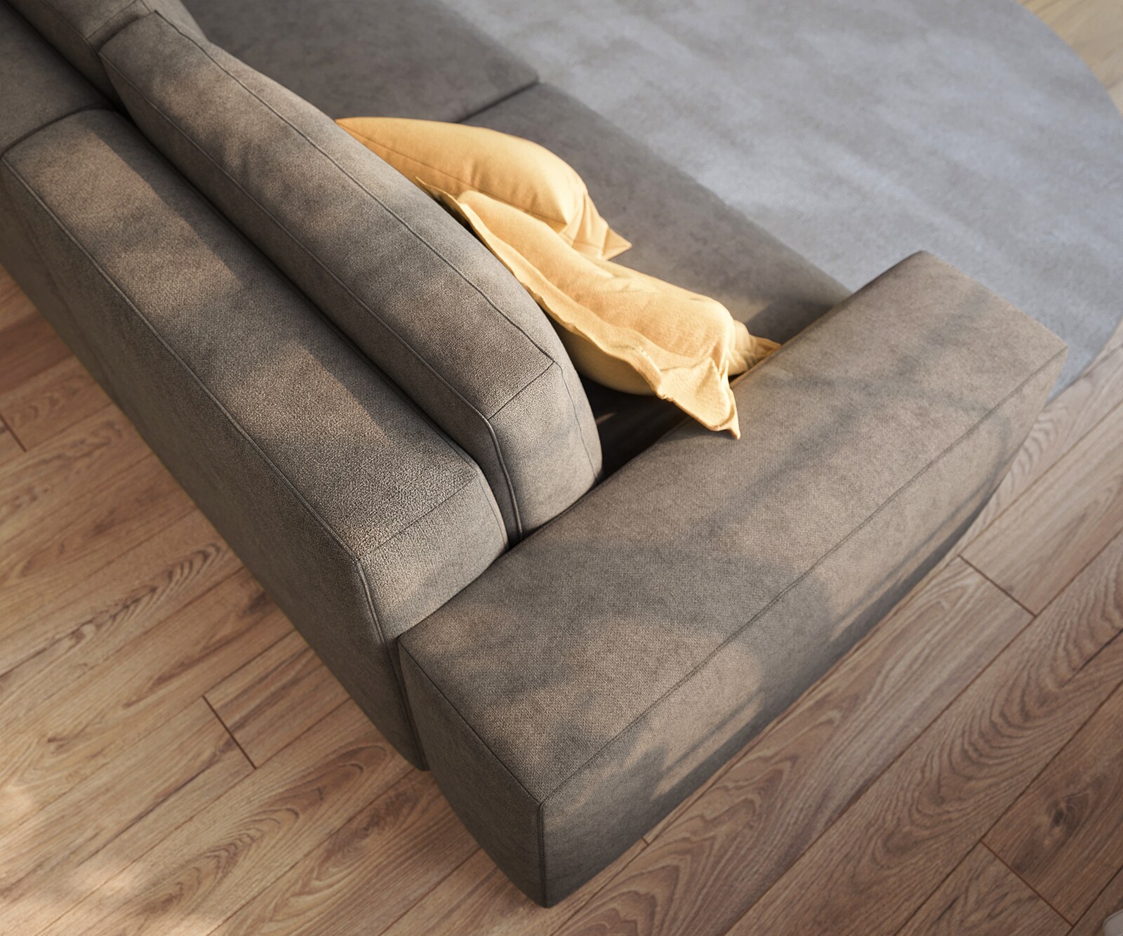 Big canapé Lanzo 230x95 cm microfibre brun kaki 4