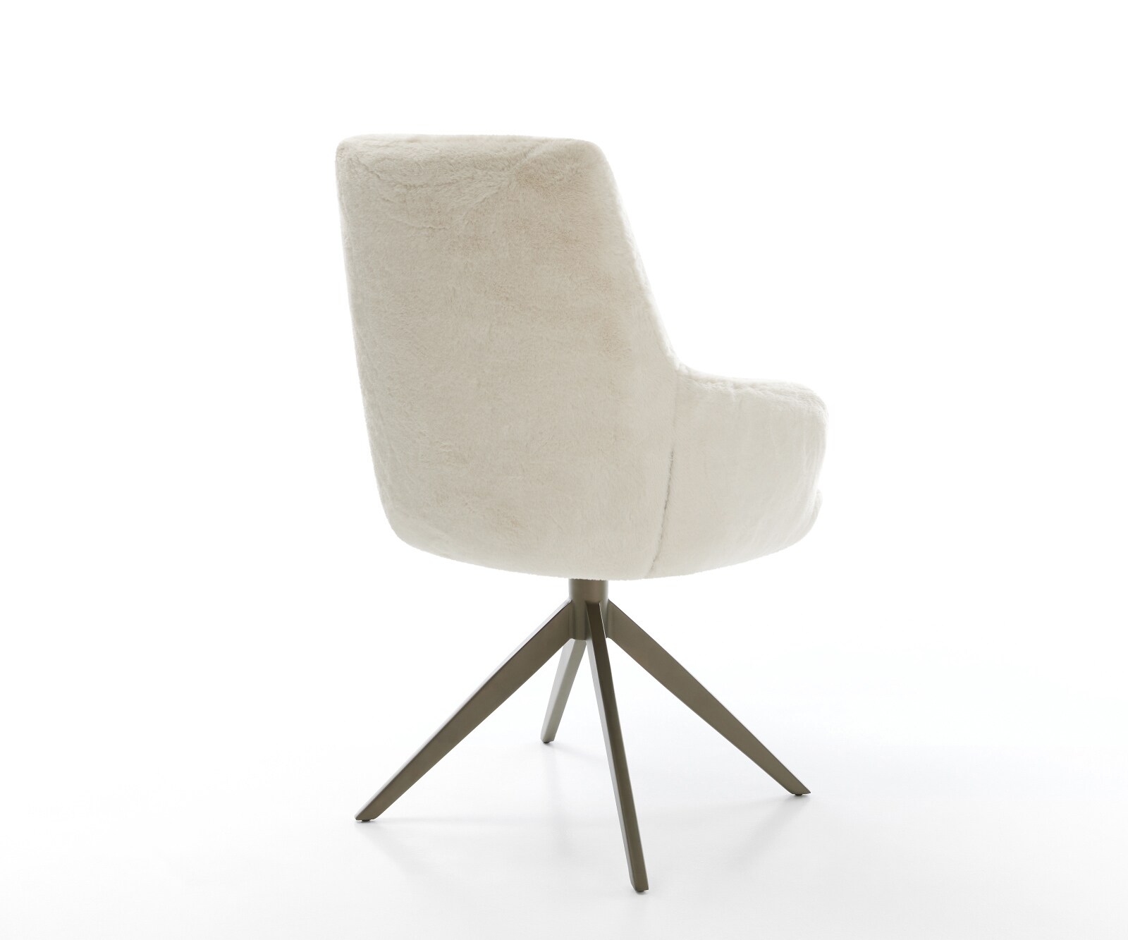 Drehstuhl Zelia-Flex mit Armlehnen Plüsch Creme-Weiß Kreuzgestell breit Effektfinish Titan 360° drehbar Wippfunktion Taschenfederkern 5