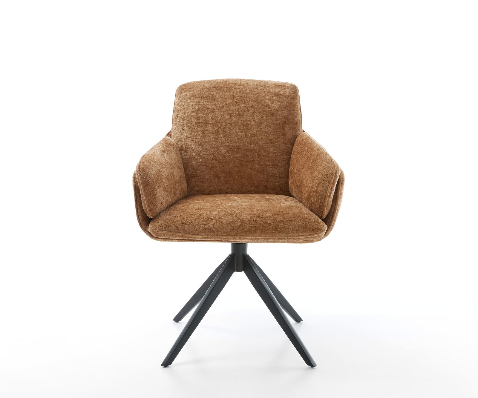 Chaise-pivotante Luan-Flex avec accoudoirs chenille rouille pied croisé large noir pivotement sur 360° fonction bascule 2