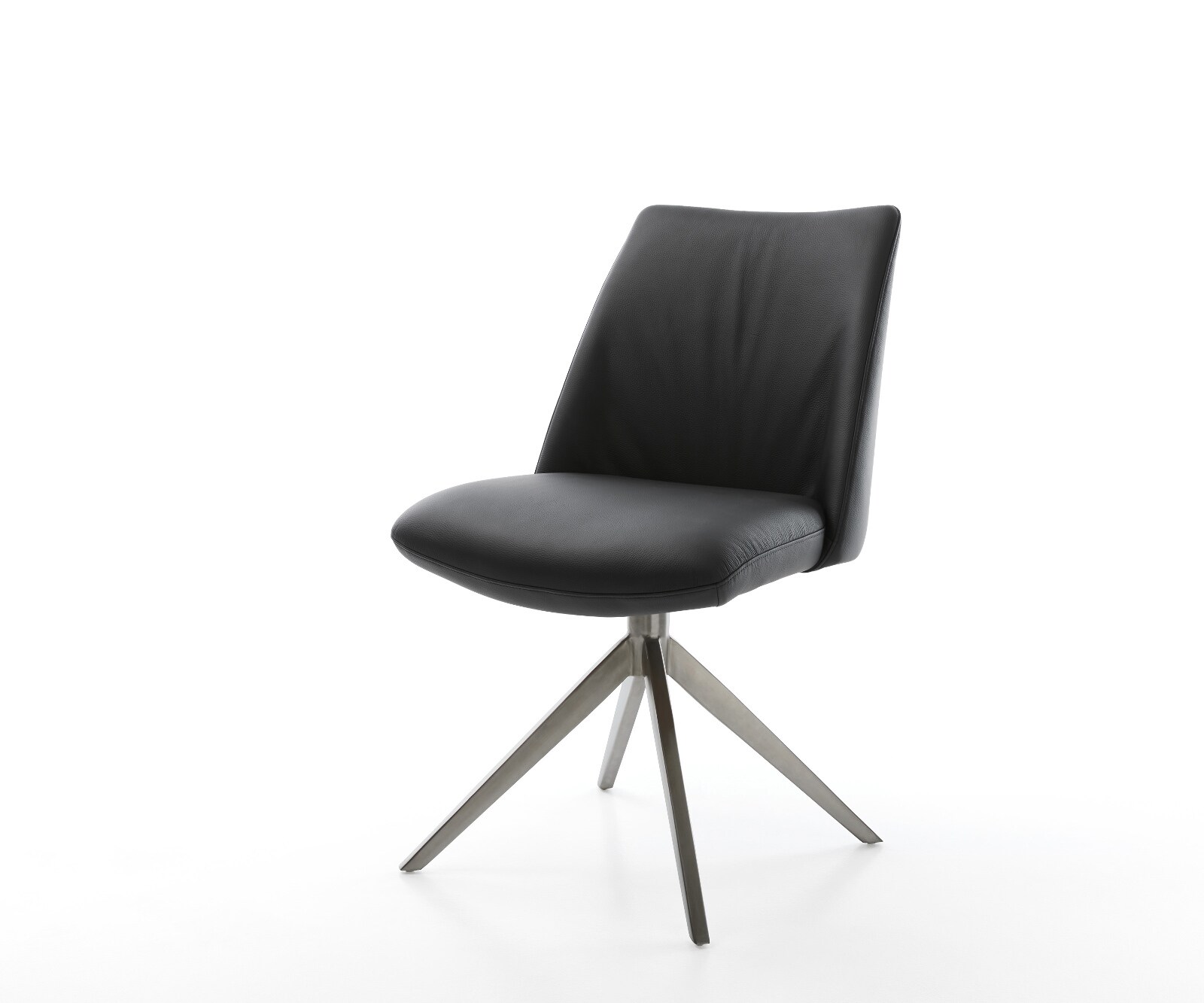 Chaise-pivotante Elso-Flex cuir de vache noir pied croisé large grafiete pivotement sur 360° fonction bascule ressorts ensachés