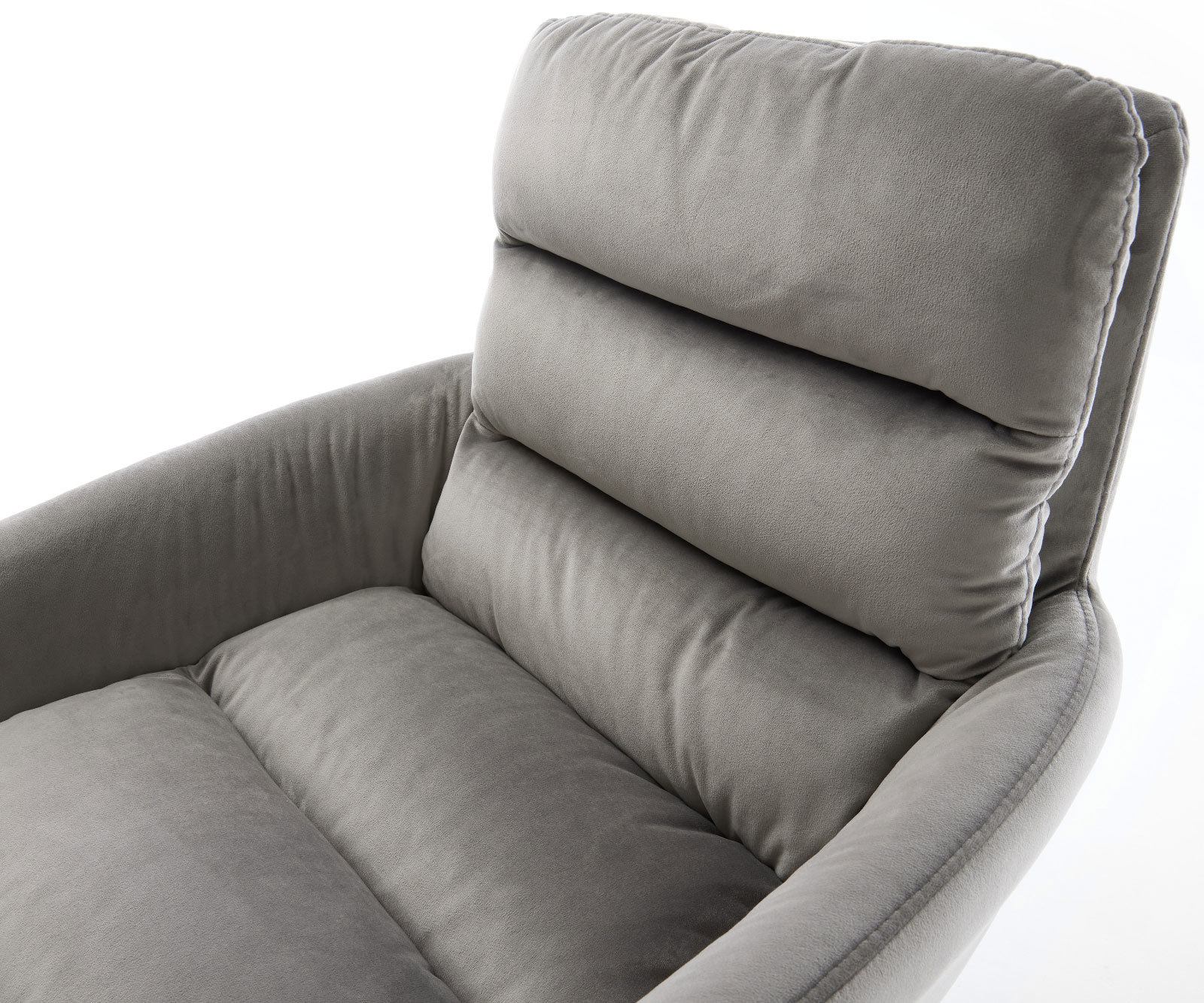 Chaise-de-salle-à-manger Abelia-Flex avec accoudoirs velours gris pied croisé conique noir 4