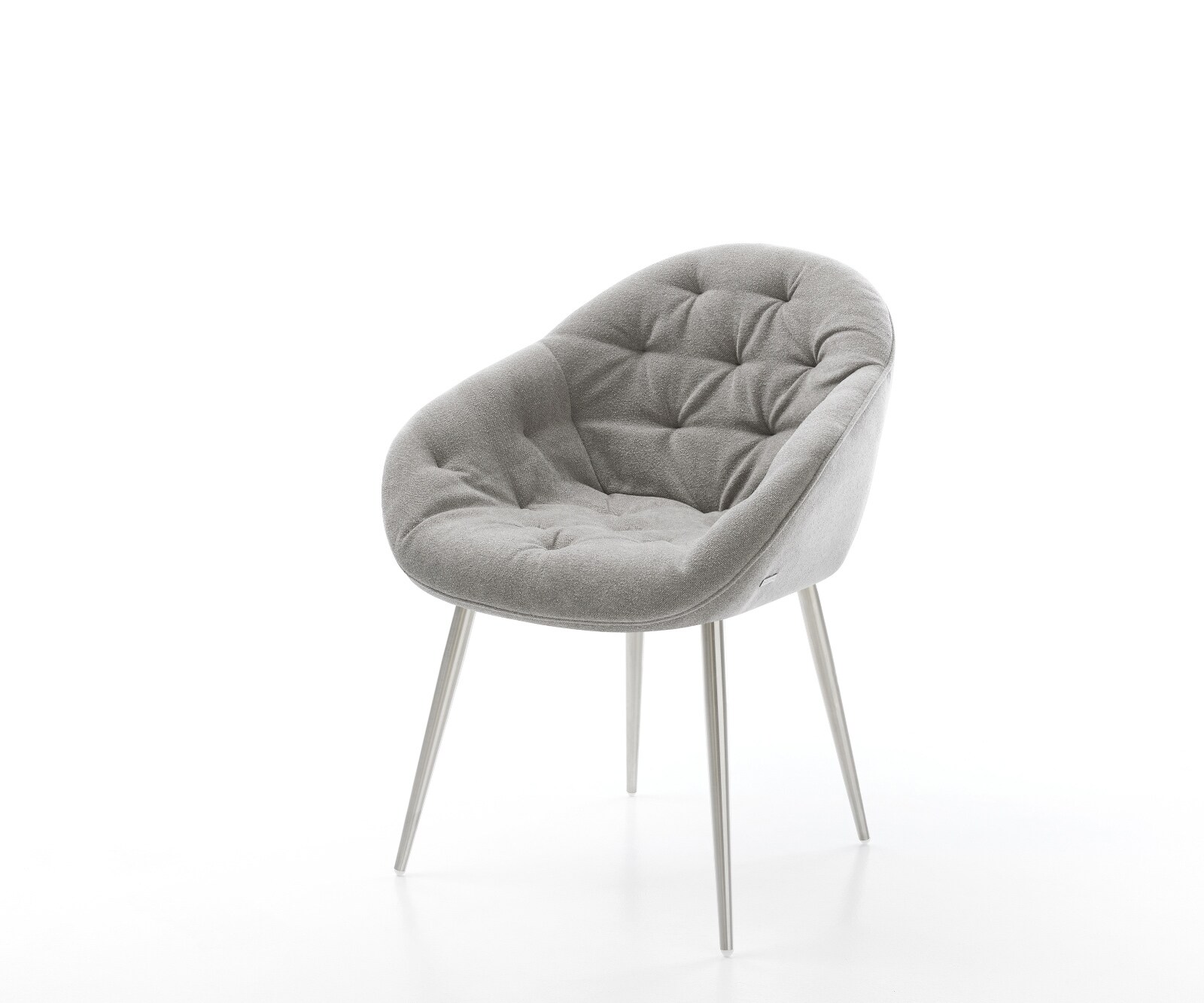 Esszimmerstuhl Gaio-Flex Strukturstoff Soft Grau 4-Fuß konisch Edelstahl 1