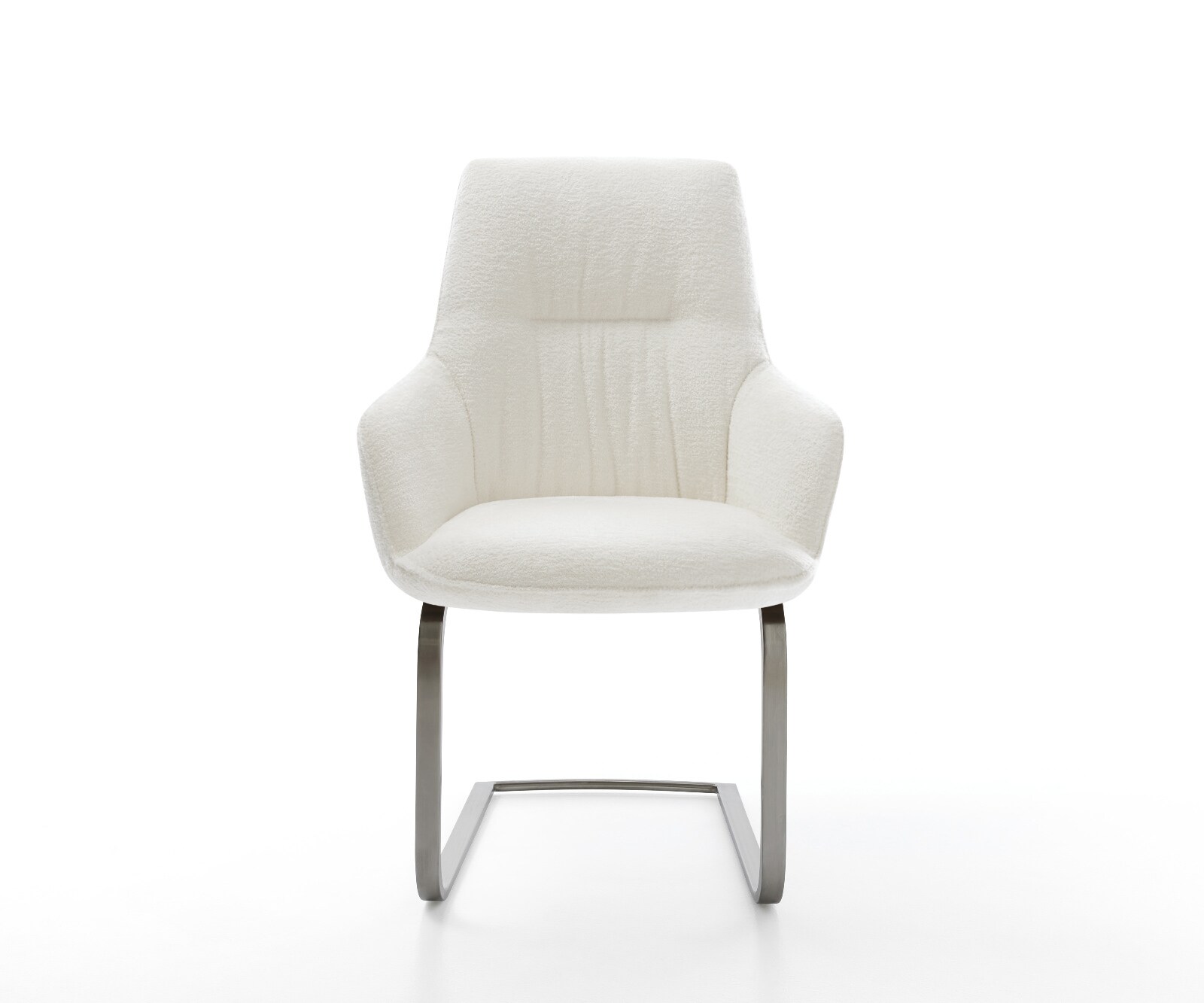 Cantilever Zelia-Flex avec accoudoirs bouclé doux beige pied cantilever plat grafiete ressorts ensachés 2
