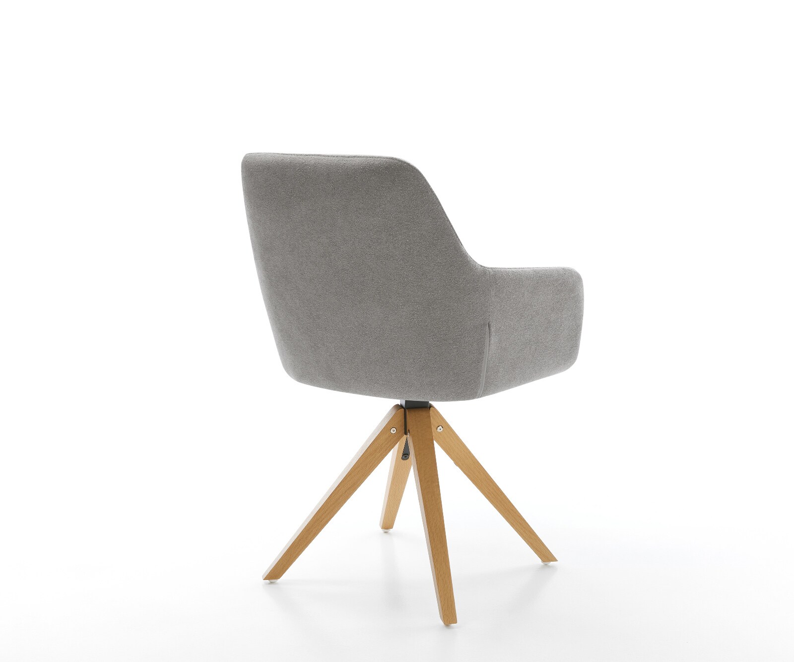 Chaise-pivotante Pejo-Flex tissu structuré doux gris pied en bois angulaire naturel pivotement sur 180° resorts ensachés 4
