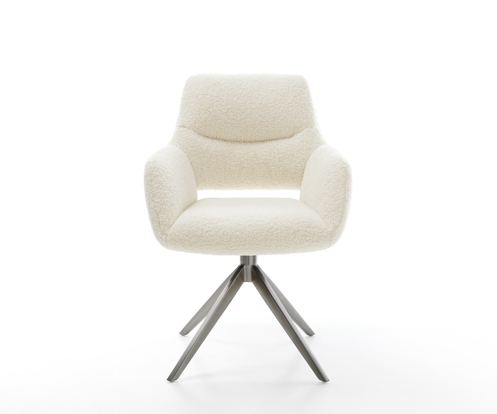 Drehstuhl Yago-Flex mit Armlehnen Teddystoff Beige Kreuzgestell breit Graphit 360° drehbar Wippfunktion Taschenfederkern 1