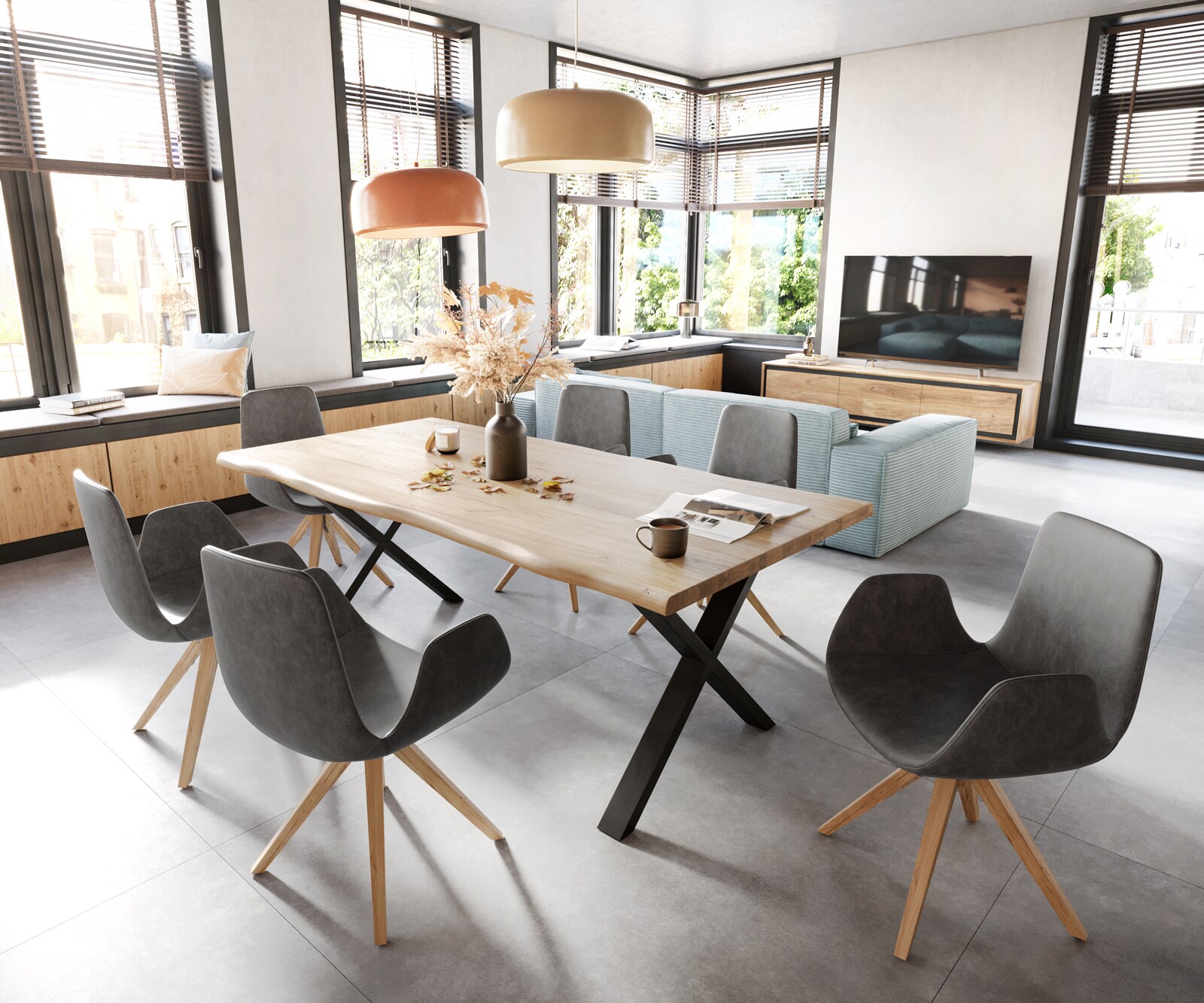 Esszimmerstuhl Ilia-Flex mit Armlehnen Mikrofaser Anthrazit Vintage Holzgestell konisch Natur 3 Esszimmerstuhl Ilia-Flex mit Armlehnen Mikrofaser Anthrazit Vintage Holzgestell konisch Natur 3