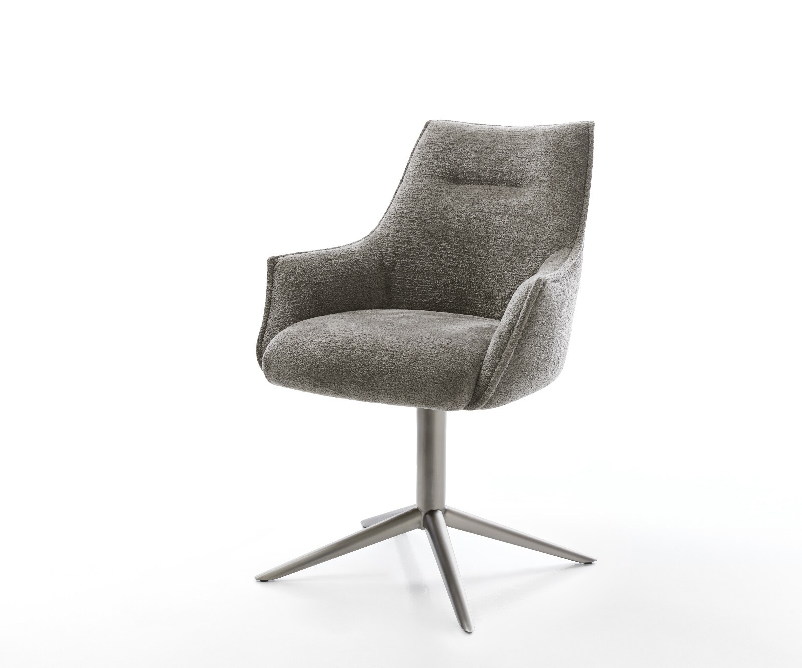 Chaise-pivotante Alja-Flex avec accoudoirs cuir de vache noir pied croisé large noir ressorts ensachés pivote sur 360°