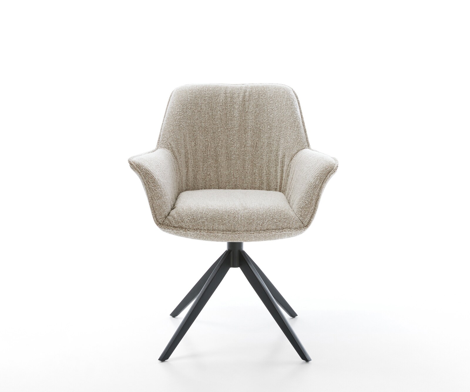 Drehstuhl Keila-Flex mit Armlehnen Webstoff Soft Beige Kreuzgestell breit Schwarz 360° drehbar Wippfunktion 2