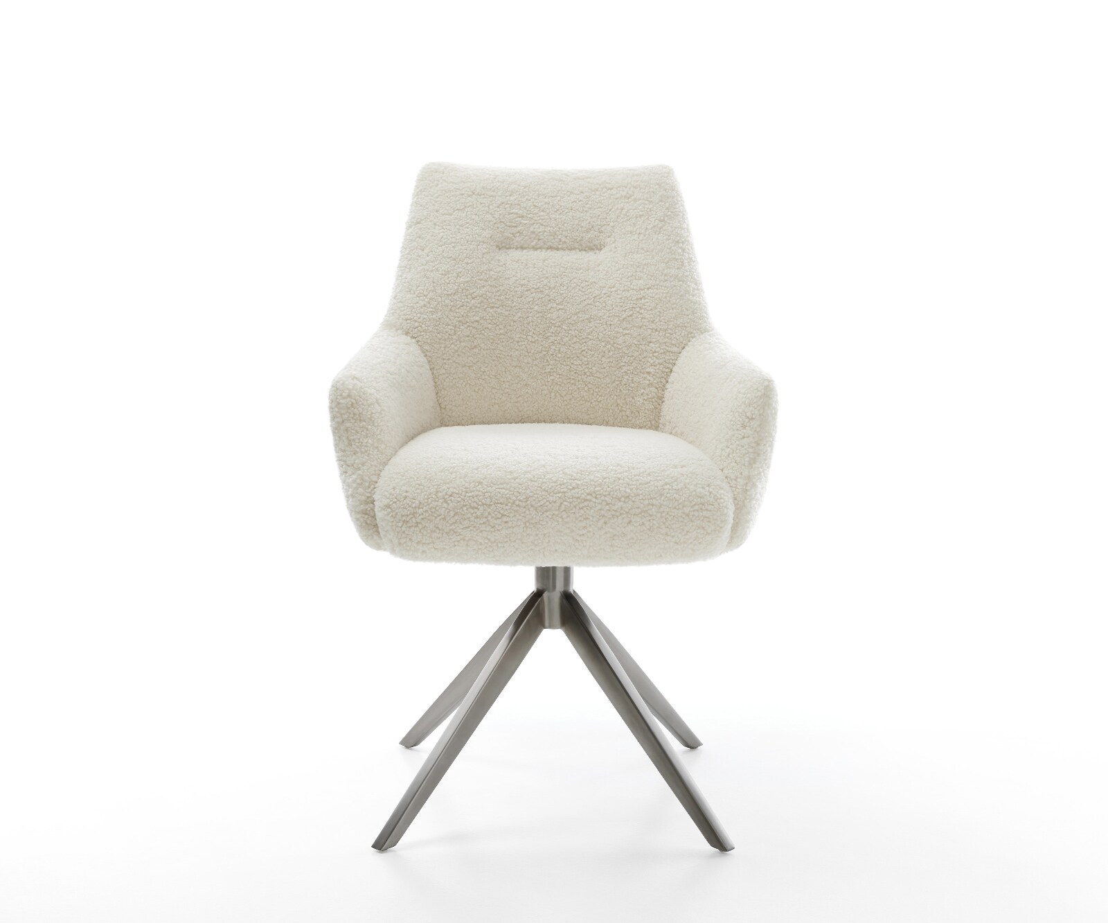 Drehstuhl Alja-Flex mit Armlehnen Teddystoff Beige Kreuzgestell breit Graphit 360° drehbar Wippfunktion Taschenfederkern 2