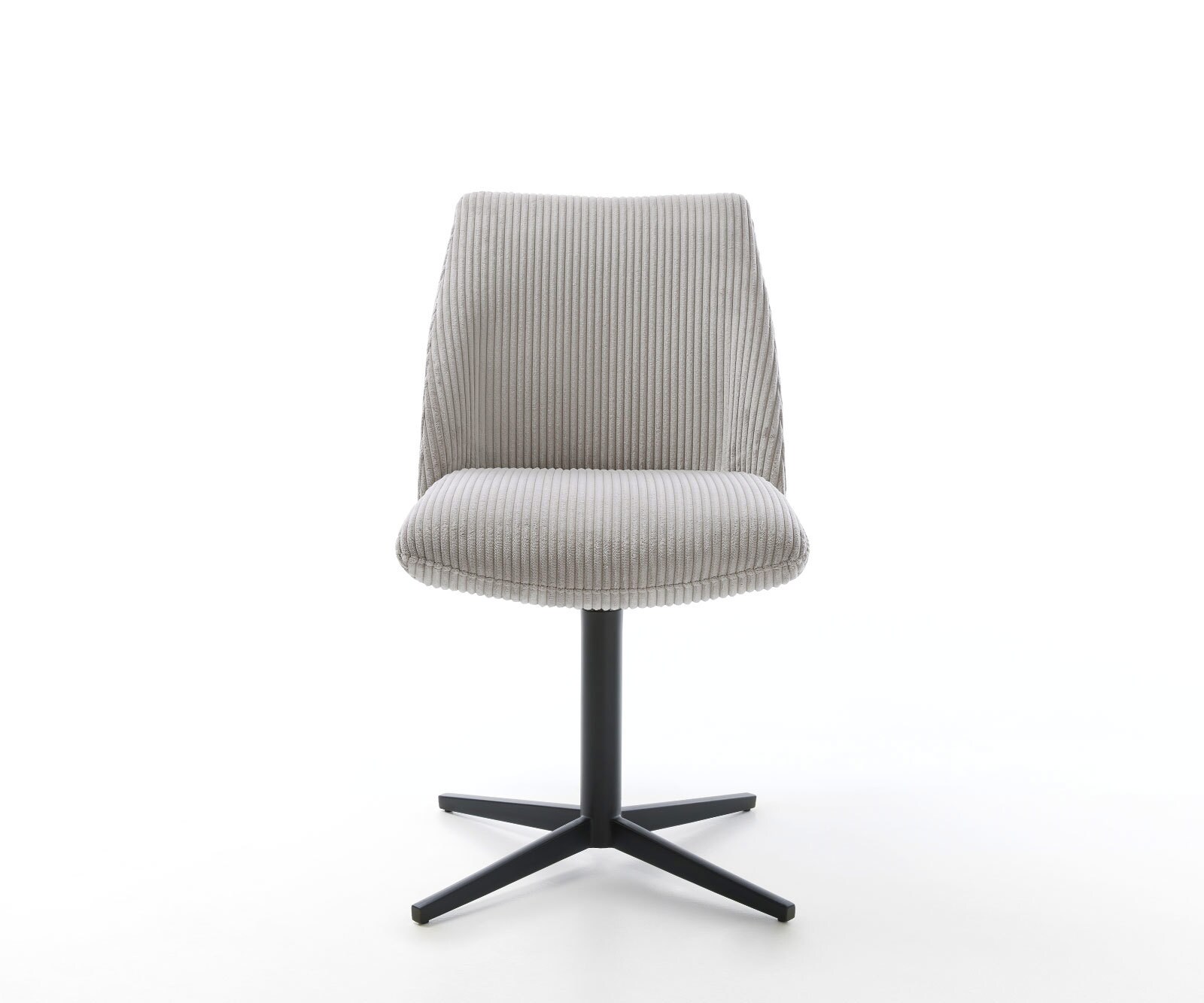 Chaise-pivotante Elso-Flex côtelé gris argenté pied de chaise 4 branches noir pivotement sur 360° ressorts ensachés 2