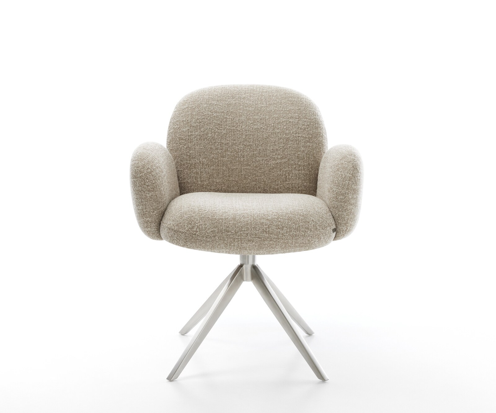 Drehstuhl Nube-Flex mit Armlehnen Webstoff Soft Beige Kreuzgestell breit Edelstahl 360° drehbar Wippfunktion Taschenfederkern 2