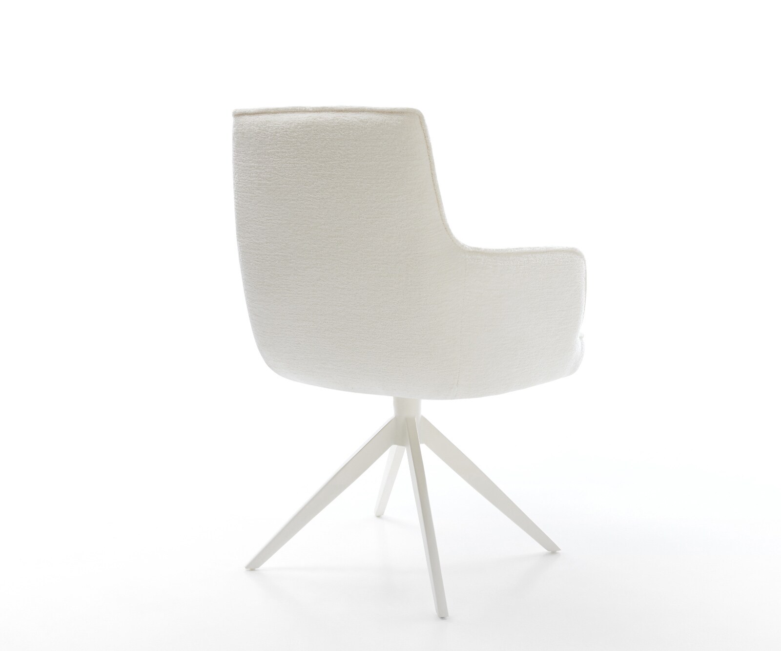 Drehstuhl Heira-Flex mit Armlehnen Bouclé Soft Beige Kreuzgestell breit Weiß 360° drehbar Wippfunktion Taschenfederkern 4