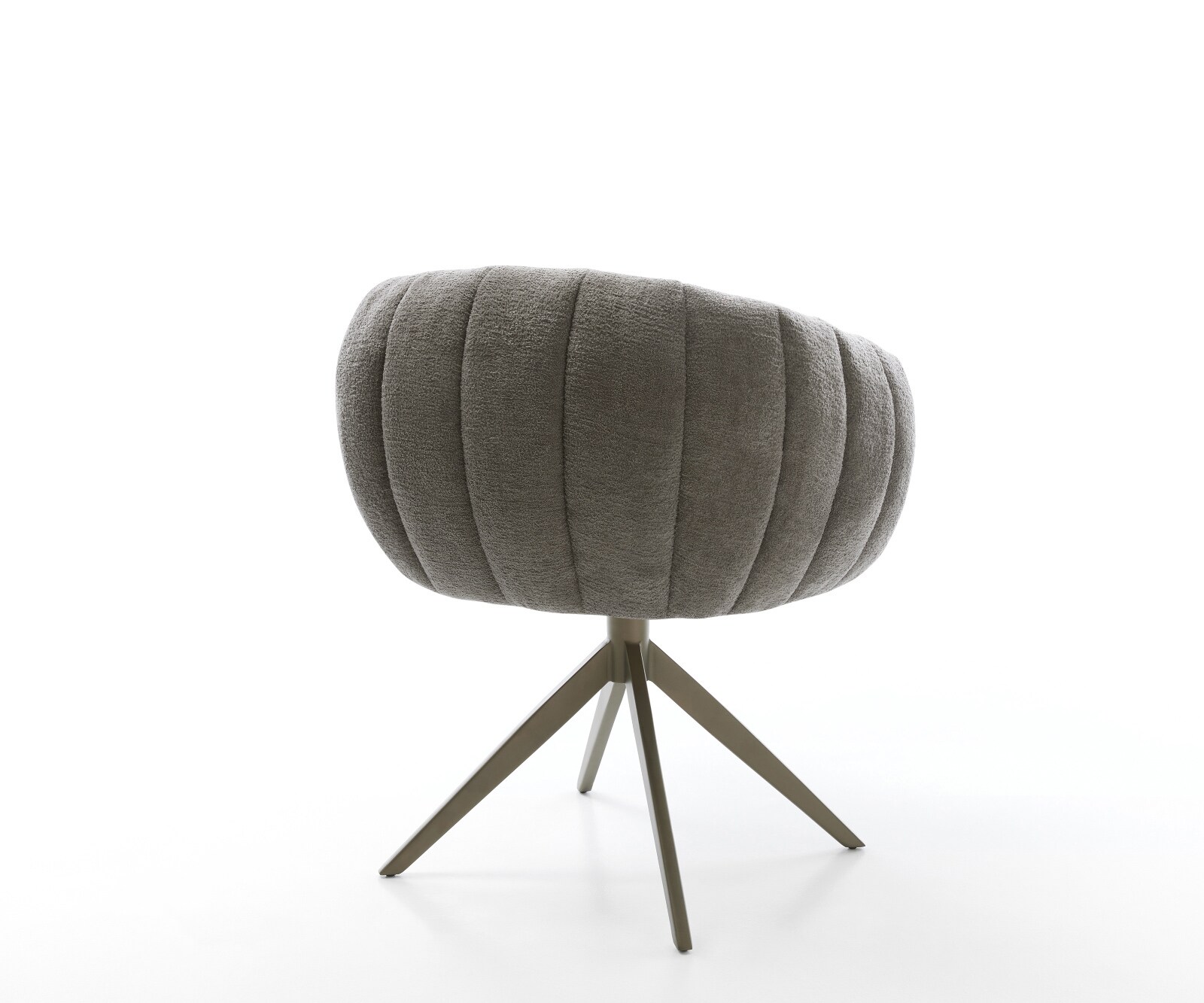 Chaise-pivotante Jada-Flex bouclé doux couleur boue pied croisé large aspect titane pivotement sur 360° fonction bascule ressorts ensachés 5