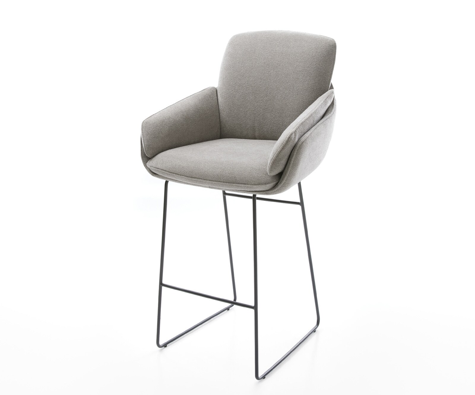 Chaise-de-bar Luan-Flex Tissu structuré doux Gris Pied trapèze noir Noir 1
