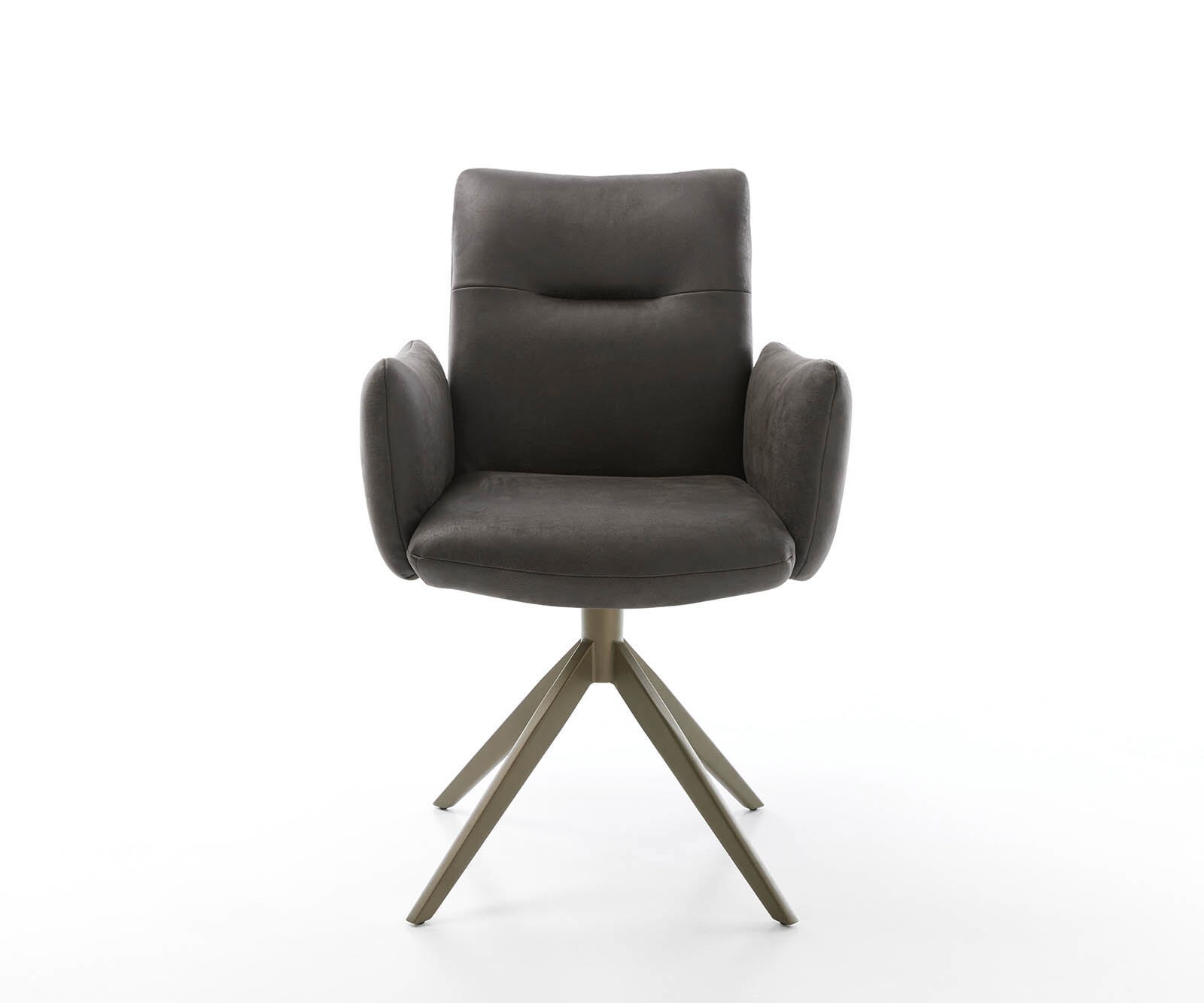 Drehstuhl Jova-Flex mit Armlehnen Mikrofaser Anthrazit Vintage Kreuzgestell breit Effektfinish Titan 360° drehbar Taschenfederkern 1