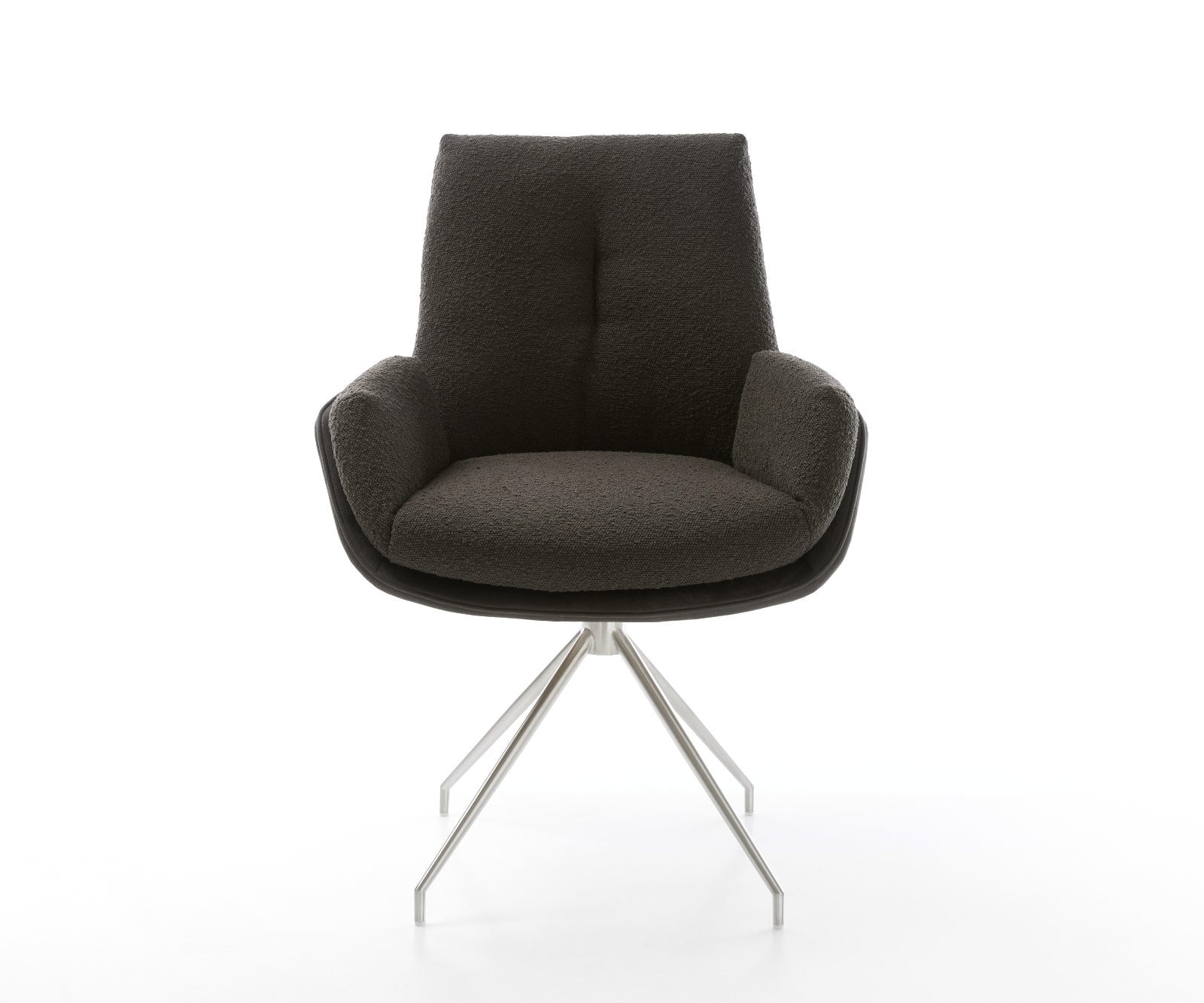 Drehstuhl Clea-Flex Materialmix Schwarz Kreuzgestell konisch Edelstahl 180° drehbar 2 Drehstuhl Clea-Flex Materialmix Schwarz Kreuzgestell konisch Edelstahl 180° drehbar 2