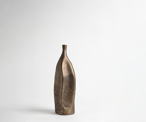 Vase Norevo B14 x T13 x H40 cm Aluminium Aurum Satin Gegossen