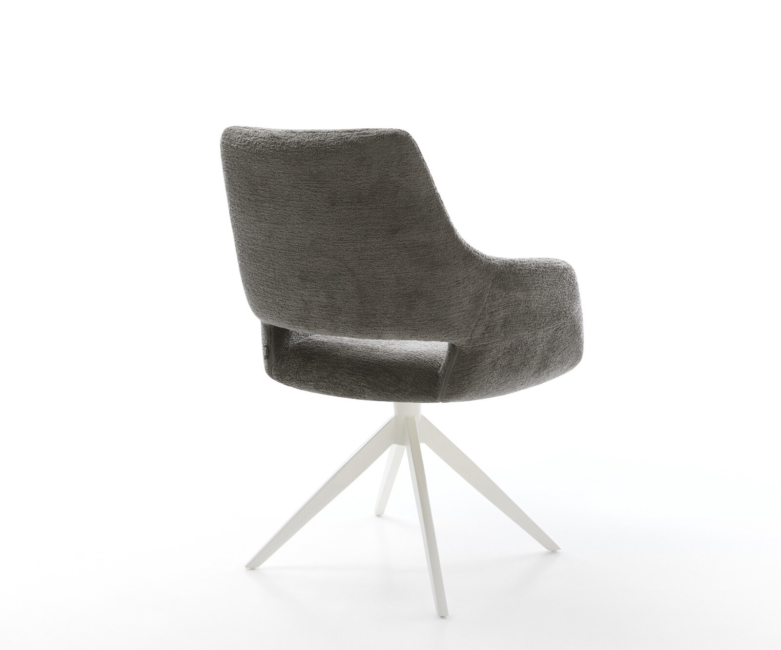Chaise-pivotante Yago-Flex avec accoudoirs bouclé doux couleur boue pied croisé large blanc pivotement sur 360° fonction bascule resorts ensachés 4