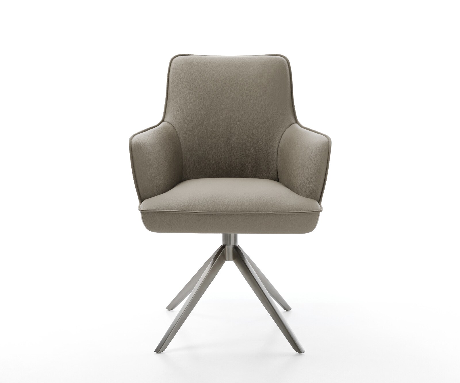 Chaise-pivotante Heira-Flex avec accoudoirs cuir de vache couleur boue pied croisé large grafiete pivotement sur 360° fonction bascule ressorts ensachés 1