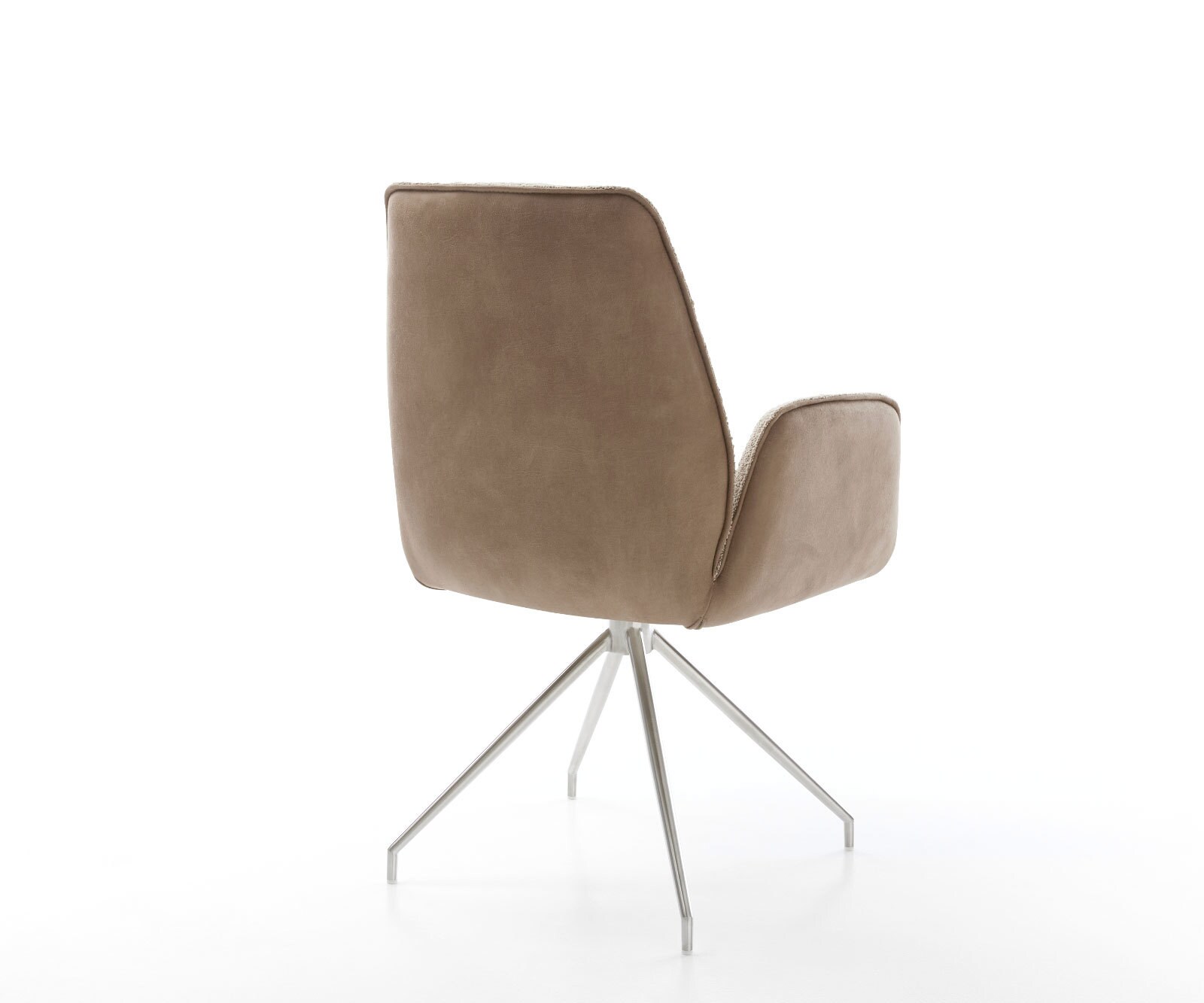 Chaise-pivotante Zoa-Flex tissu mixte couleur boue pied croisé conique acier inoxydable brossé pivotement sur 180° ressorts ensachés 4