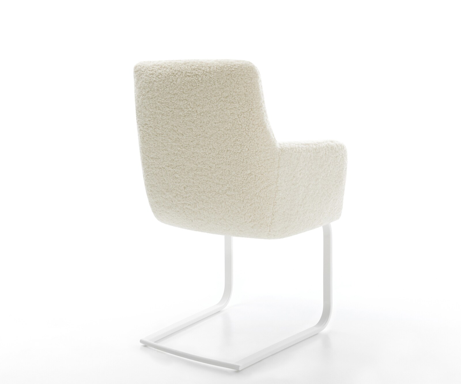 Freischwinger Heira-Flex mit Armlehnen Teddystoff Beige Freischwinger flach Weiß Taschenfederkern 4