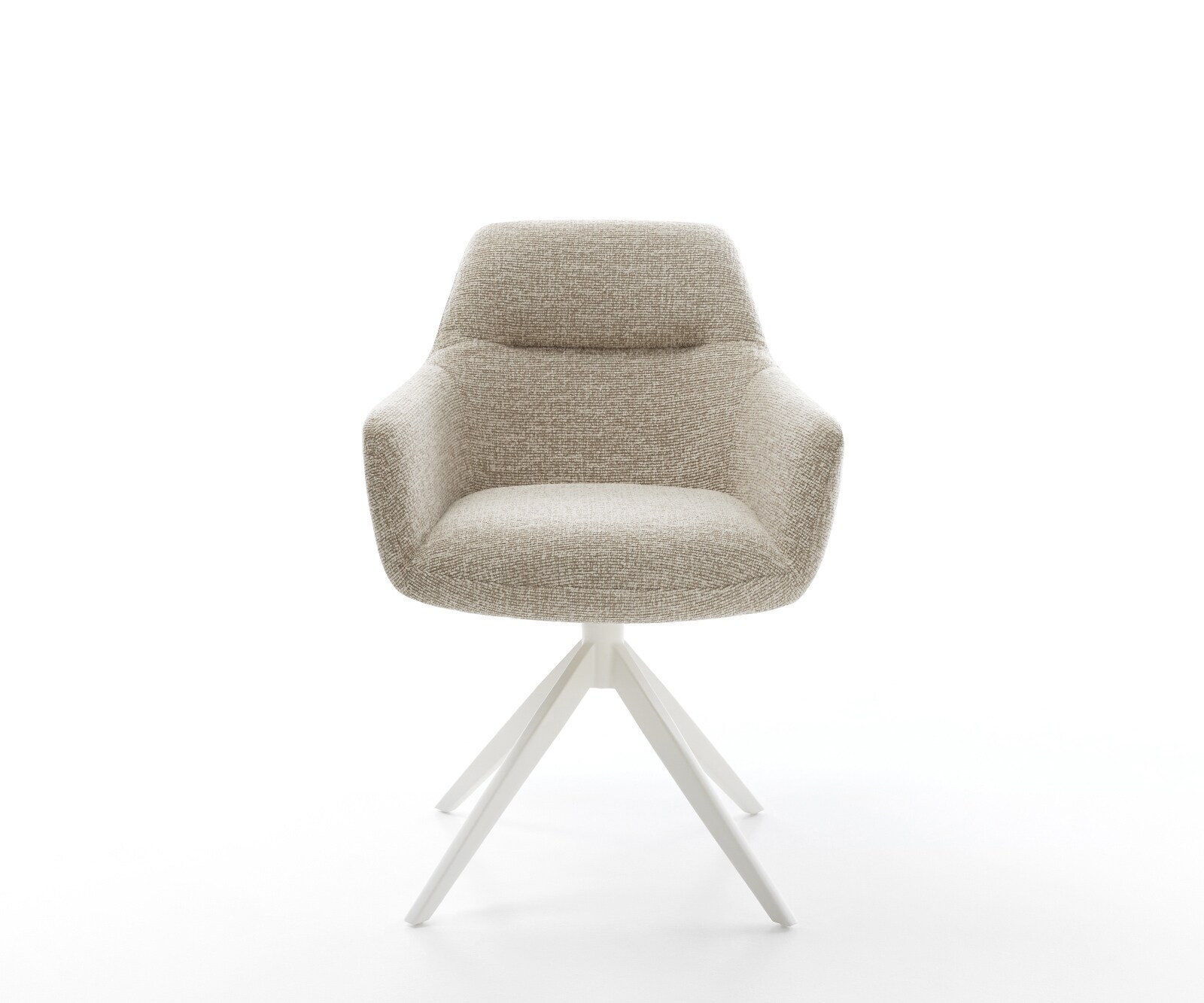 Drehstuhl Pejo-Flex Webstoff Soft Beige Kreuzgestell breit Weiß 360° drehbar Wippfunktion Taschenfederkern 2