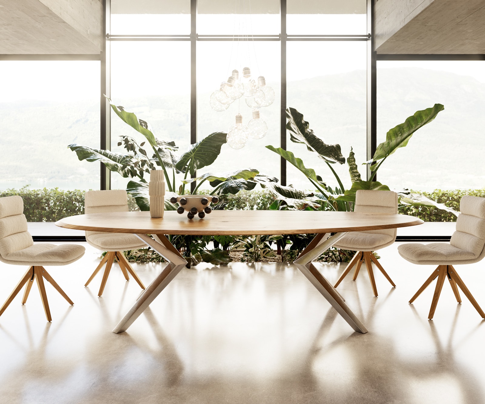 Esstisch Edge Oval 280x130x2,5 Eiche Natur Zenthara kantig Edelstahl Flow-Edge 3 Esstisch Edge Oval 280x130x2,5 Eiche Natur Zenthara kantig Edelstahl Flow-Edge 3