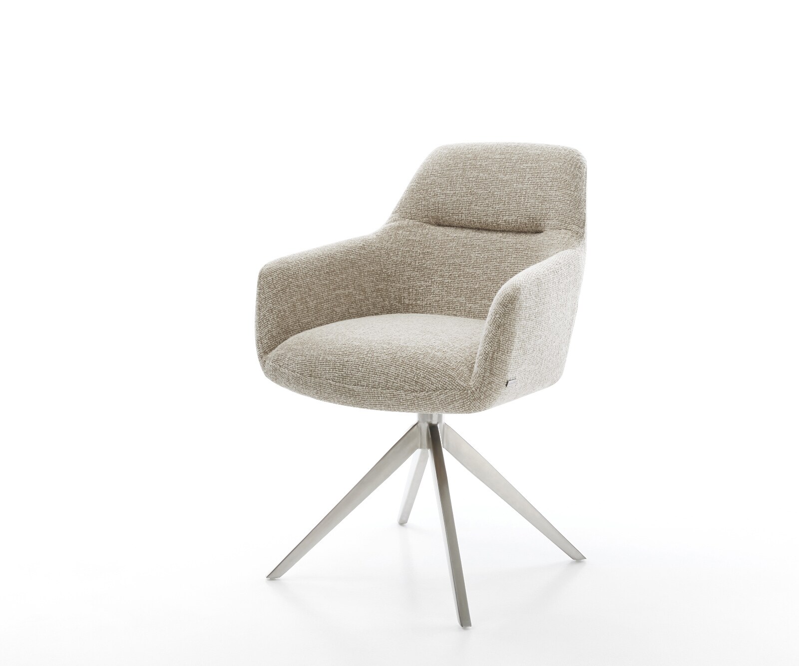 Chaise-pivotante Pejo-Flex tissu tissé doux beige pied croisé large acier inoxydable pivotement sur 360° fonction bascule resorts ensachés 1