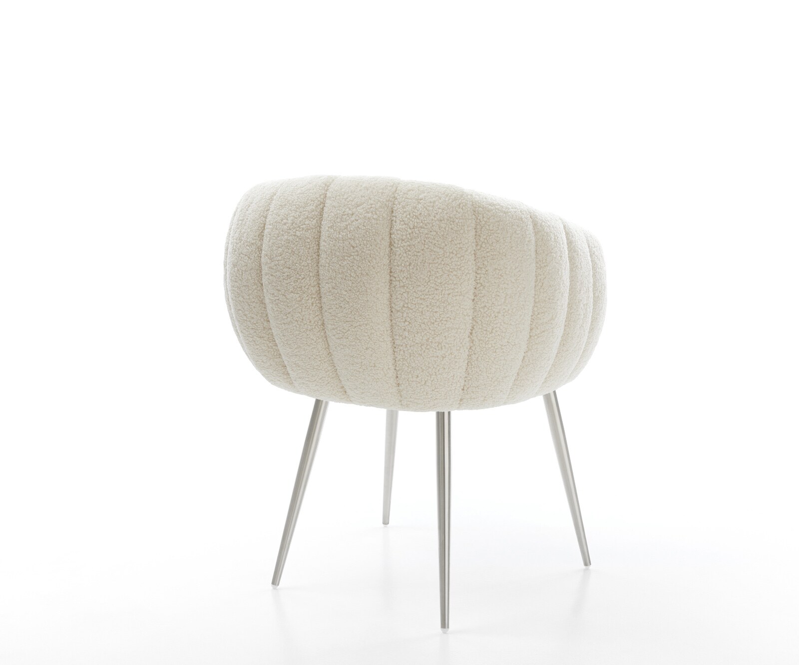 Esszimmerstuhl Jada-Flex Teddystoff Beige 4-Fuß konisch Edelstahl Taschenfederkern 5