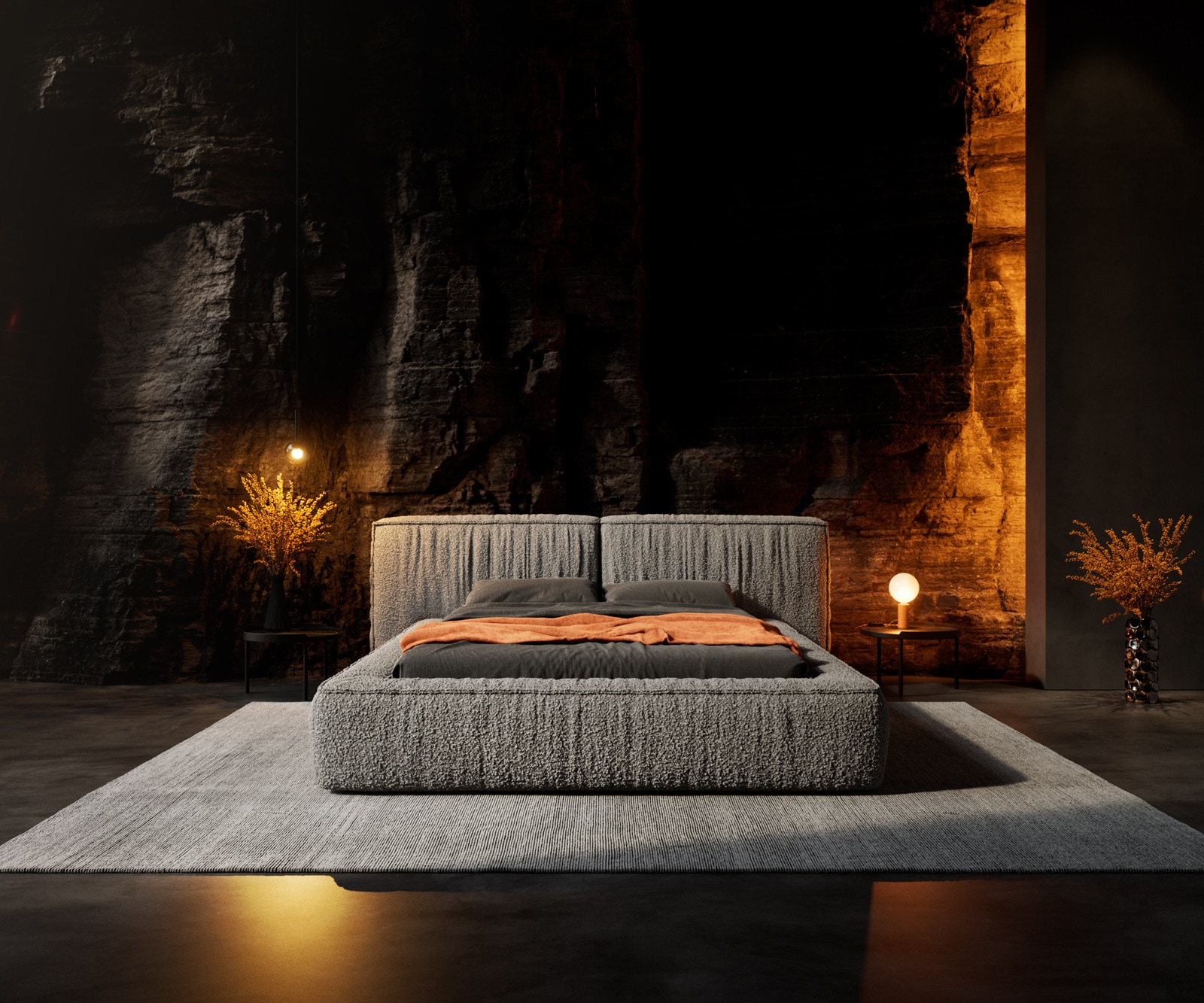 Polsterbettgestell Coperti 140x200 cm Bouclé Silbergrau 1 Polsterbettgestell Coperti 140x200 cm Bouclé Silbergrau 1