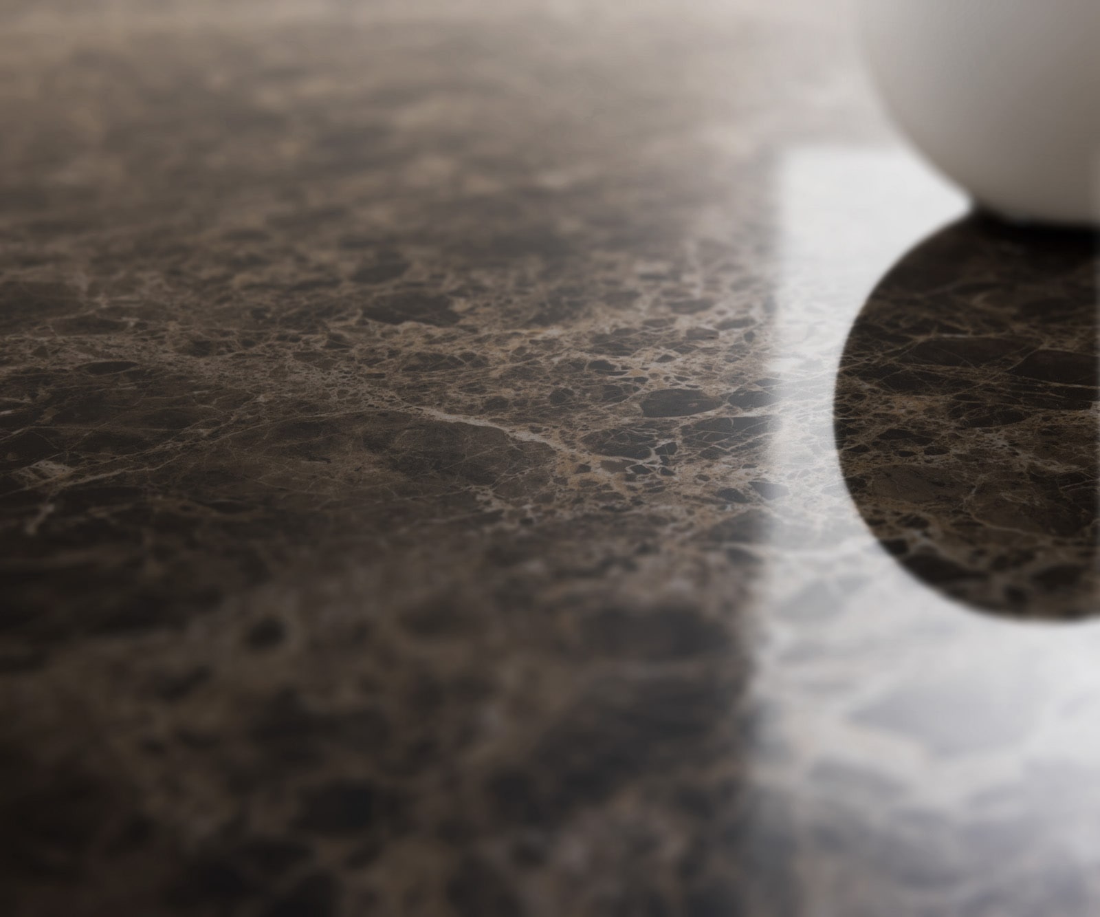 Esstisch Edge Boot 240x120 Keramik Laminam® Emperador Extra Lucidato Dunkelbraun Infinity Metall Effektfinish Titan 4