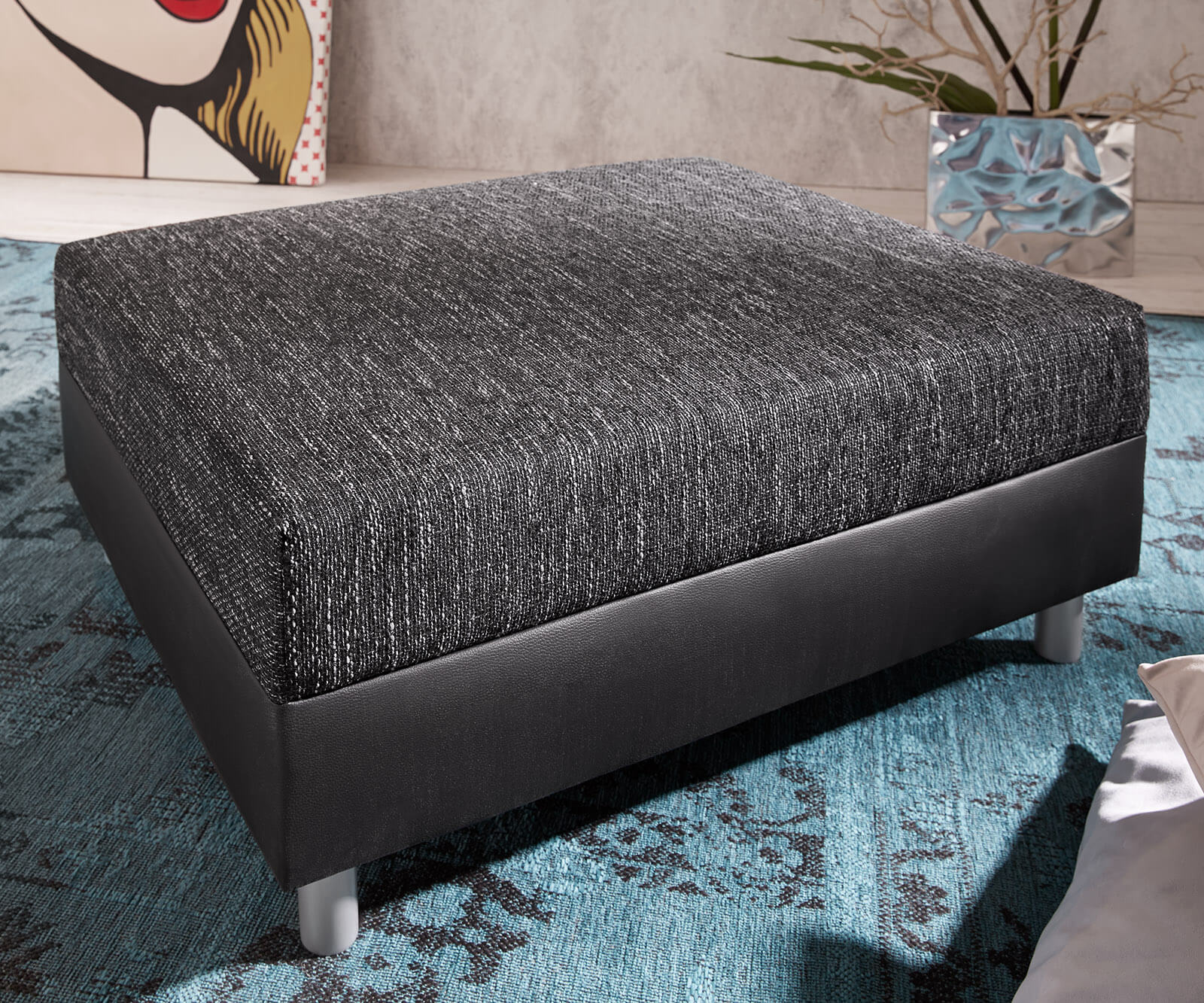 Tabouret Clovis L98 x P83 module noir imitation cuir