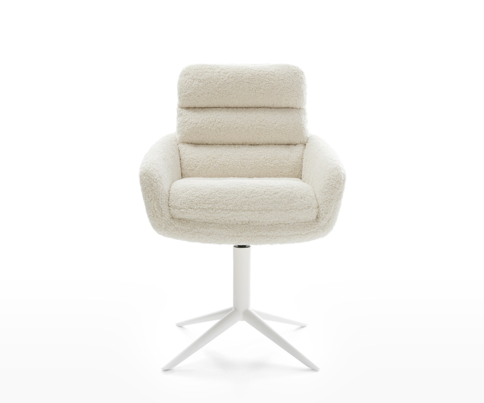Chaise-pivotante Abelia-Flex avec accoudoirs tissu teddy beige pied de chaise 4 branches blanc pivotement sur 360° fonction bascule 1