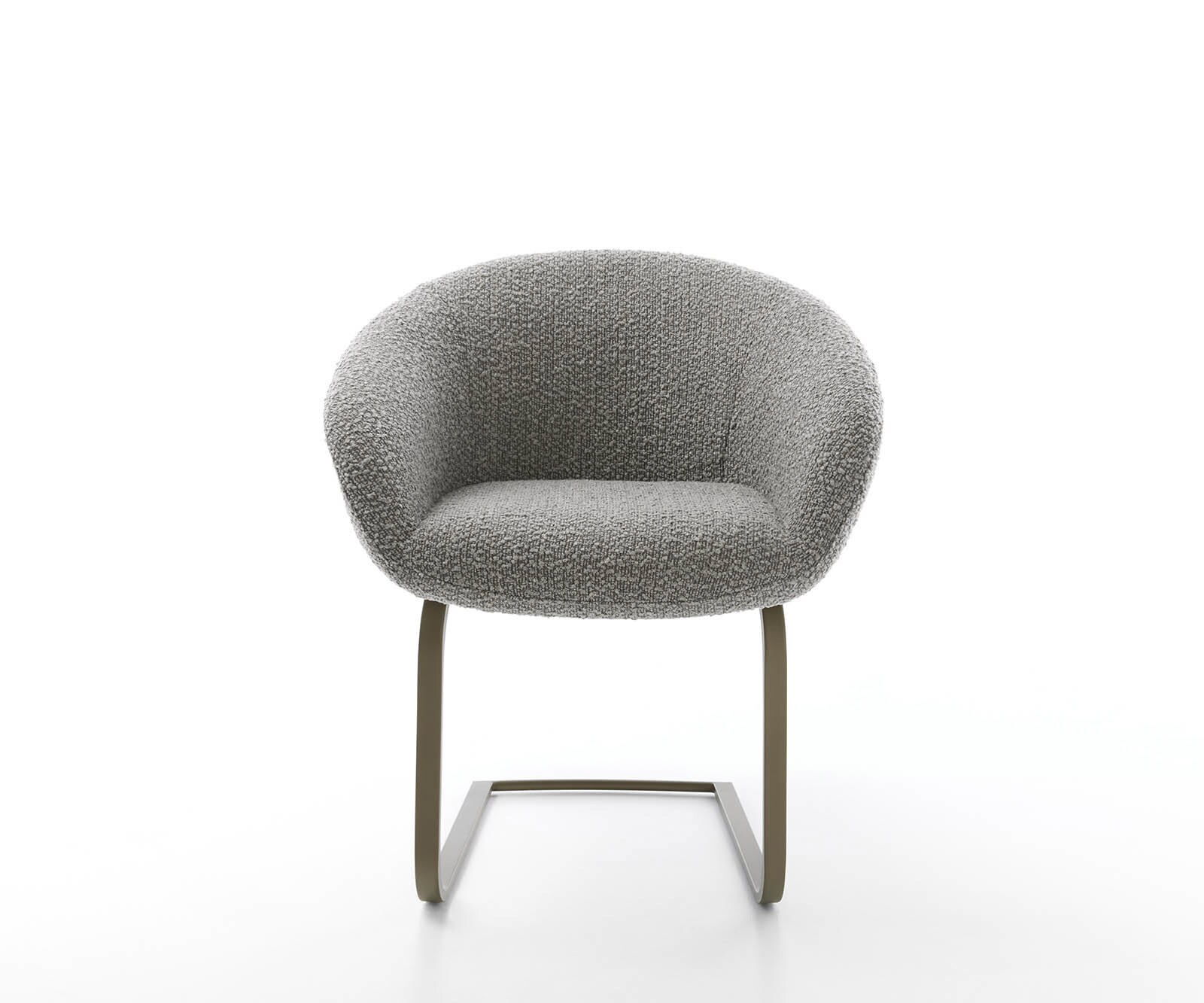 Cantilever Vinka-Flex avec accoudoirs bouclé gris argenté pied cantilever plat aspect titane ressorts ensachés 1